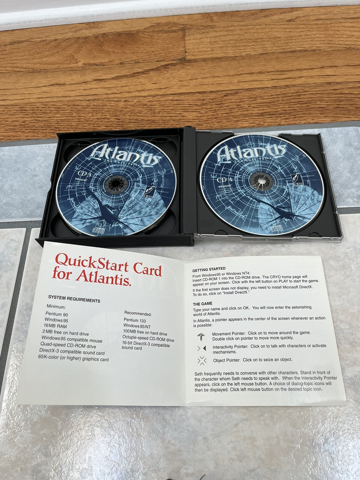Atlantis: The Lost Tales (PC, 1997, CD-ROM) Big Box Game 4- Discs w/Manual CRYO
