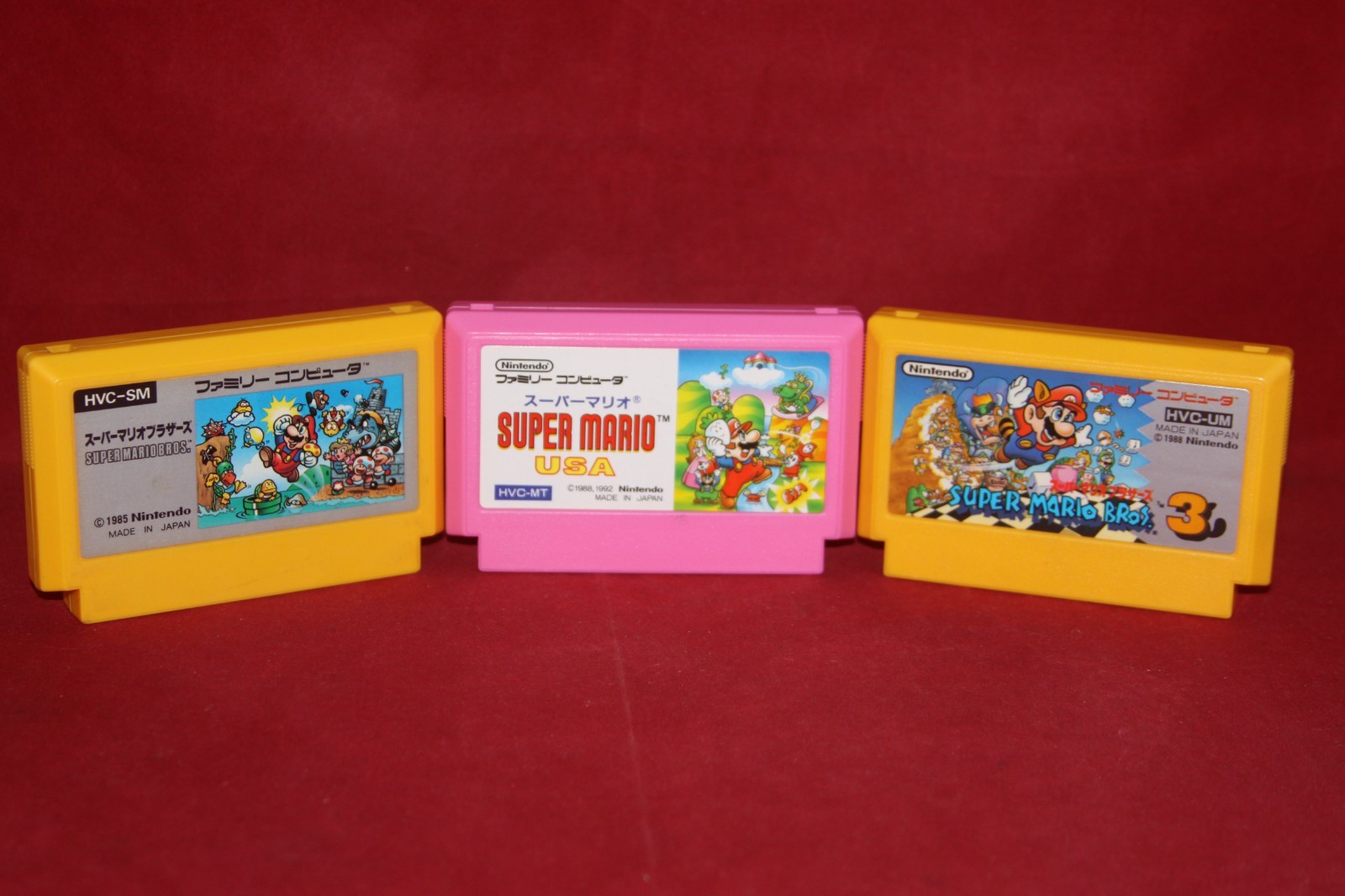 Lot of 3 Game Cartridges, Super Mario Bros. 1, 3, USA (Nintendo Famicom)
