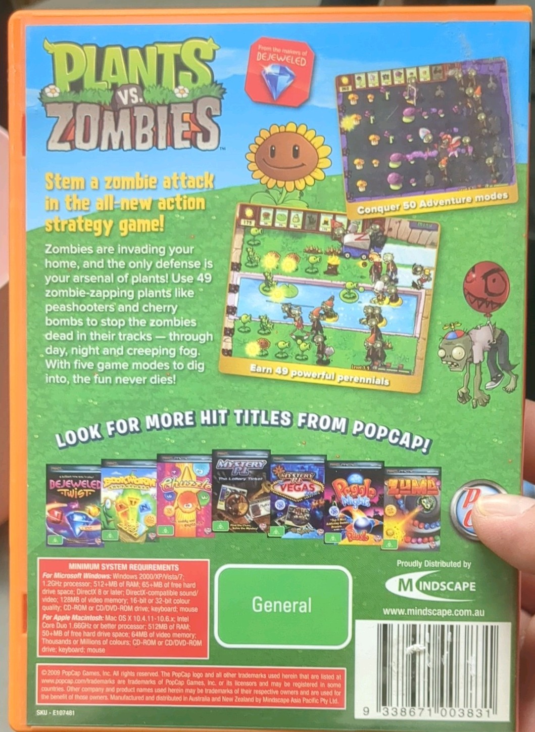 Plants Vs. Zombies – Macintosh & Windows PC (CD-ROM), No Manual, Good Condition