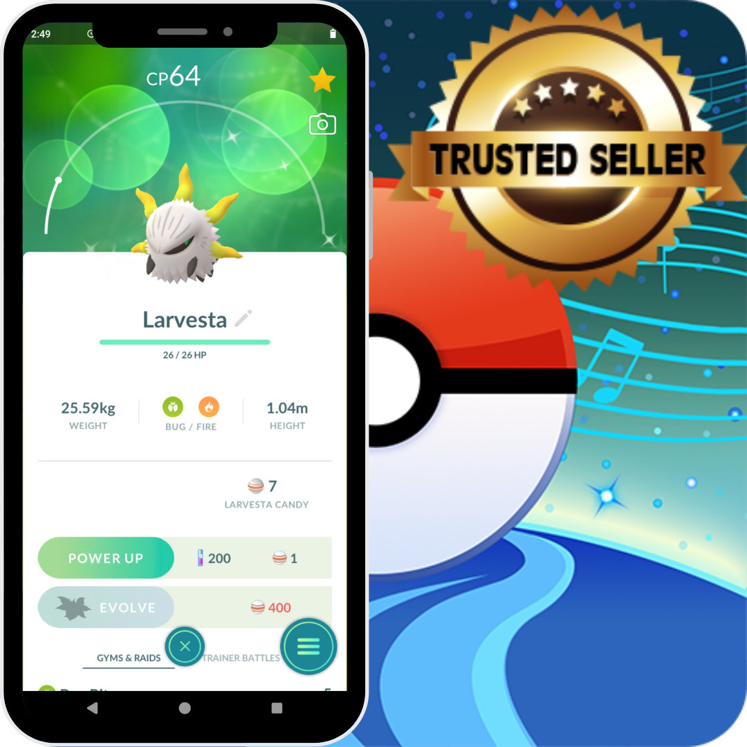 POGO Shiny Larvesta – mini PTC or Trade 20k stardust (See description)
