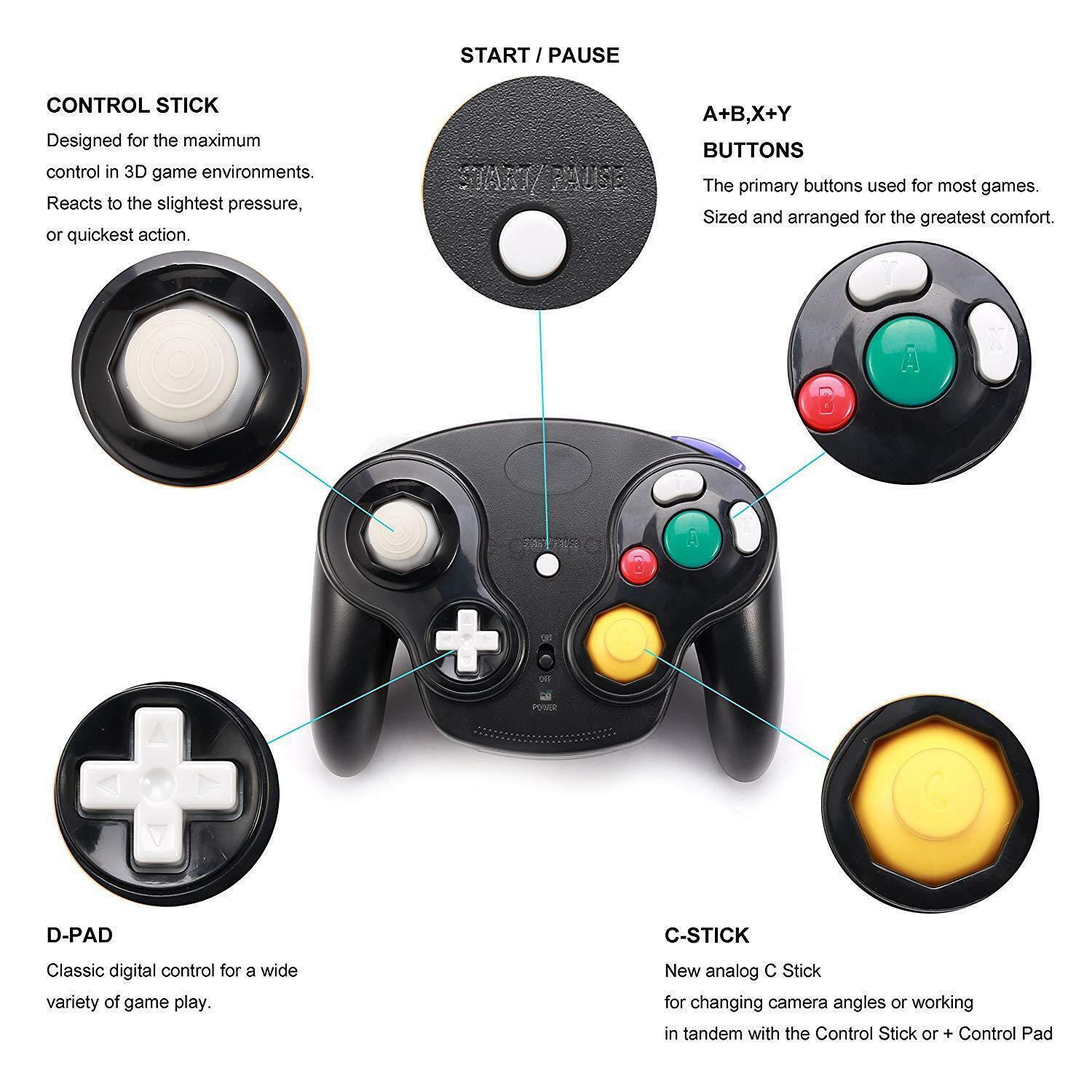 Wireless Game Controller With Adapter For Gamecube Console Retro Classic GC NGC