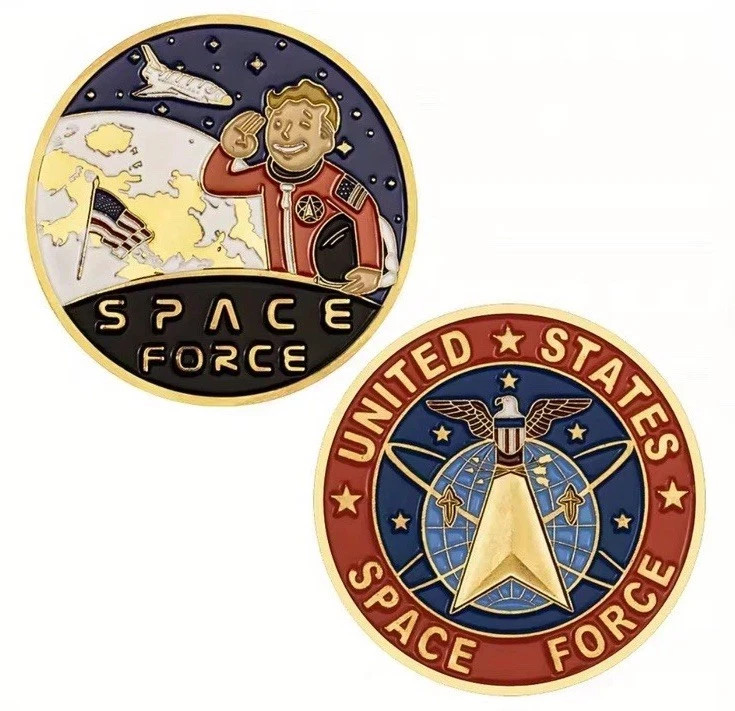 Vault Boy Fallout Themed USA Space Force Commemorative Challenge Coin Gamer Gift