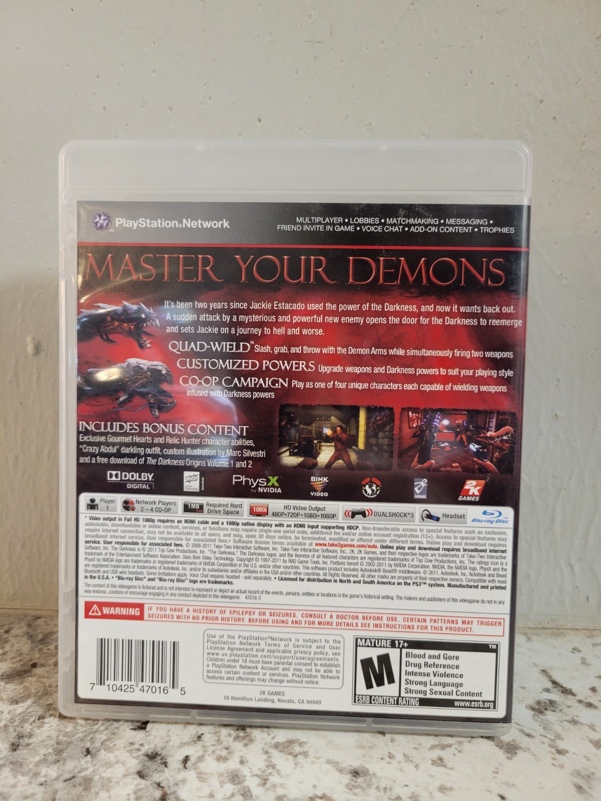 The Darkness II 2 – Limited Edition (Sony PlayStation 3, 2012) CIB Ps3 POSTER