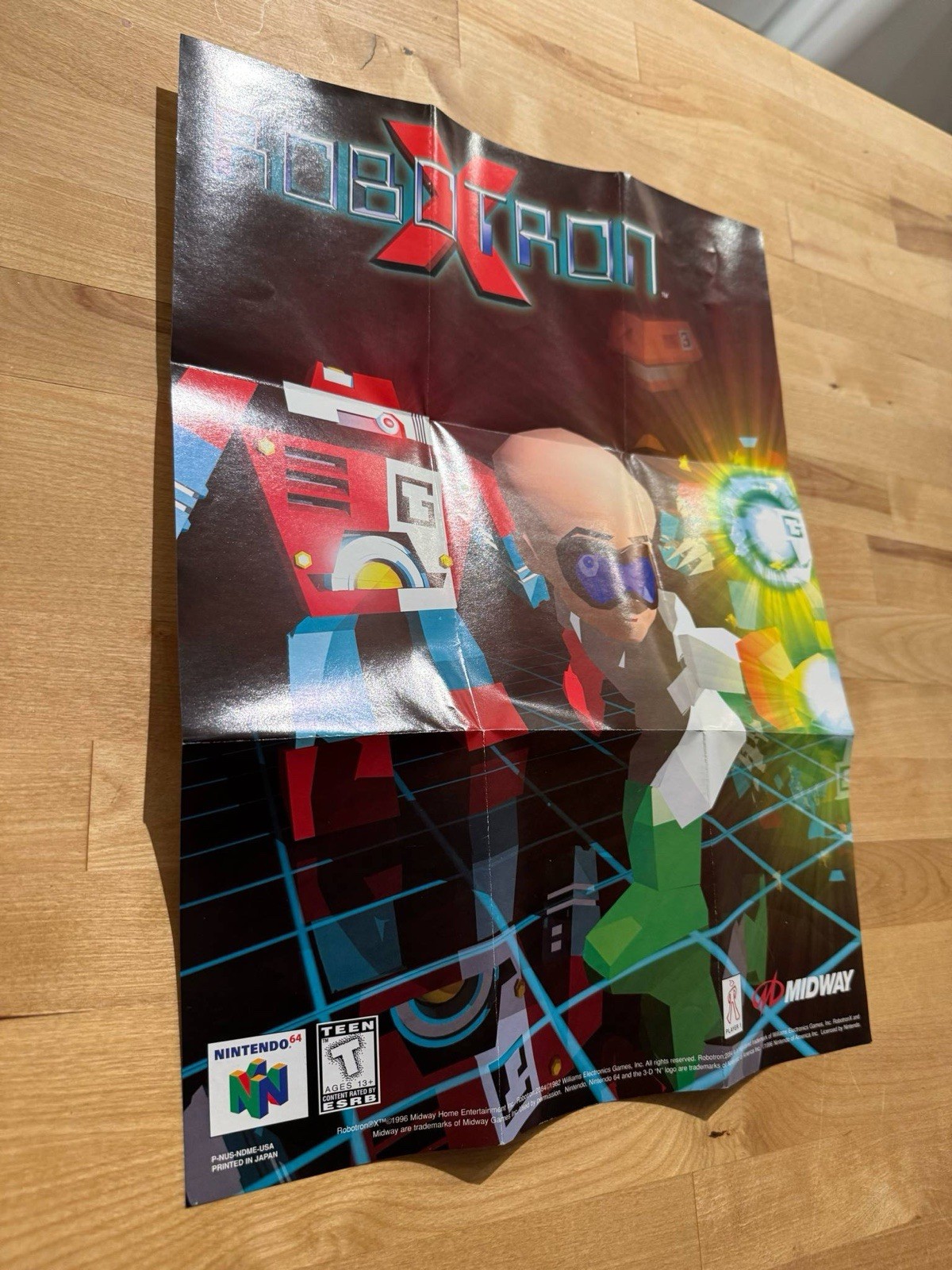 Robotron X Poster N64 Nintendo 64 Promo Insert 1996 Midway VTG Fold-Out Art