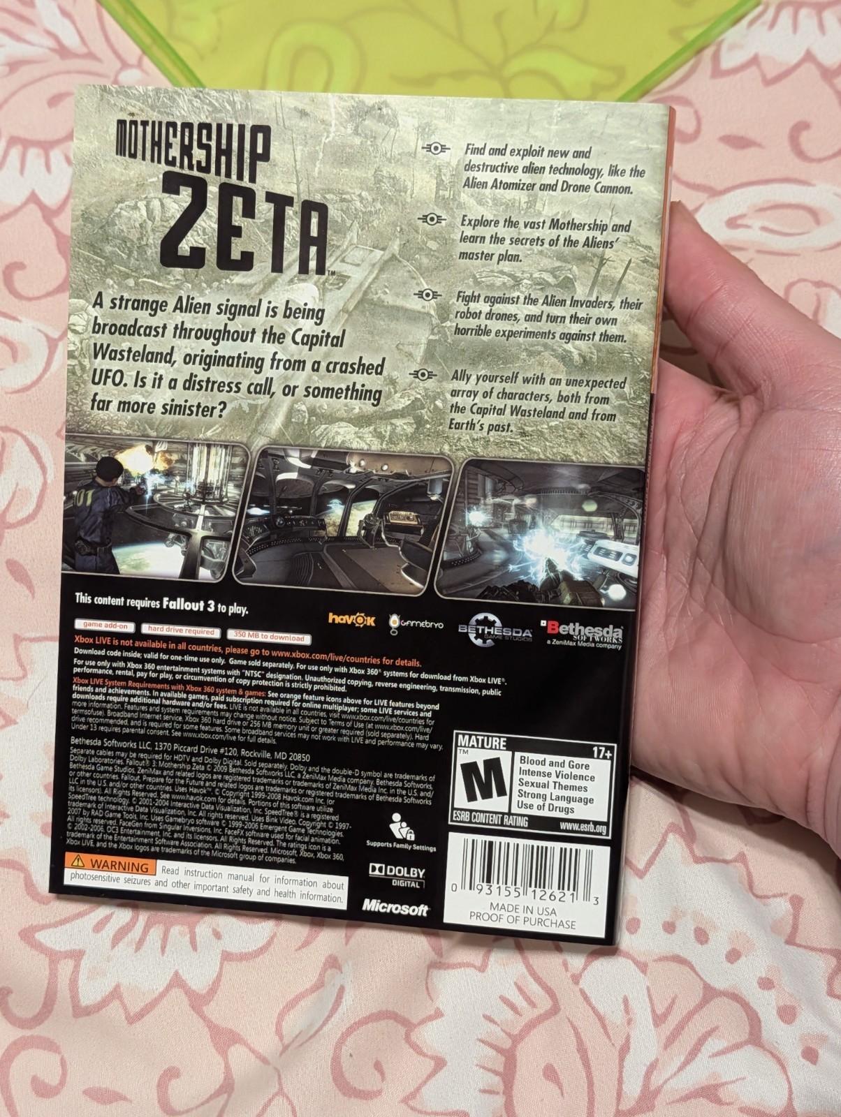 Fallout 3 Mothership Zeta Addon Microsoft 360 Case And Artwork Only