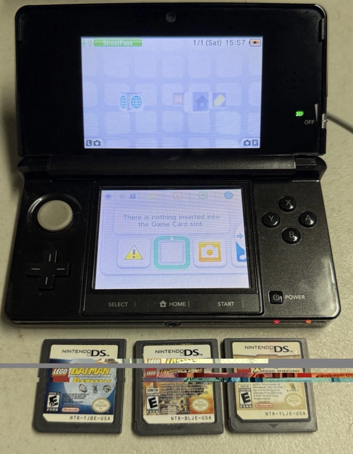 Nintendo 3DS Handheld Game Console CTR-001 Cosmo Black + 3 Lego Games Batman