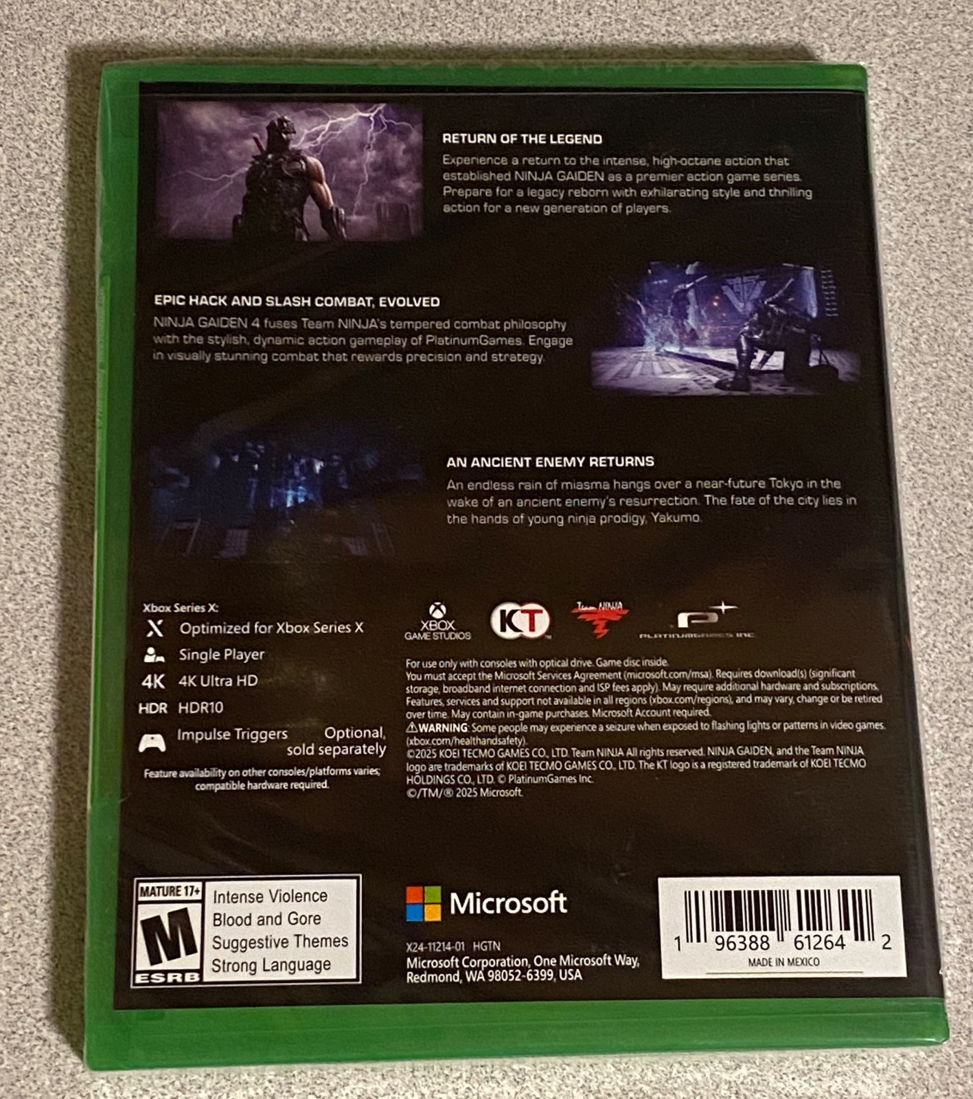 Ninja Gaiden 4 Xbox Series X New Sealed KT EP2-46251/X24-11214-01 196388612642
