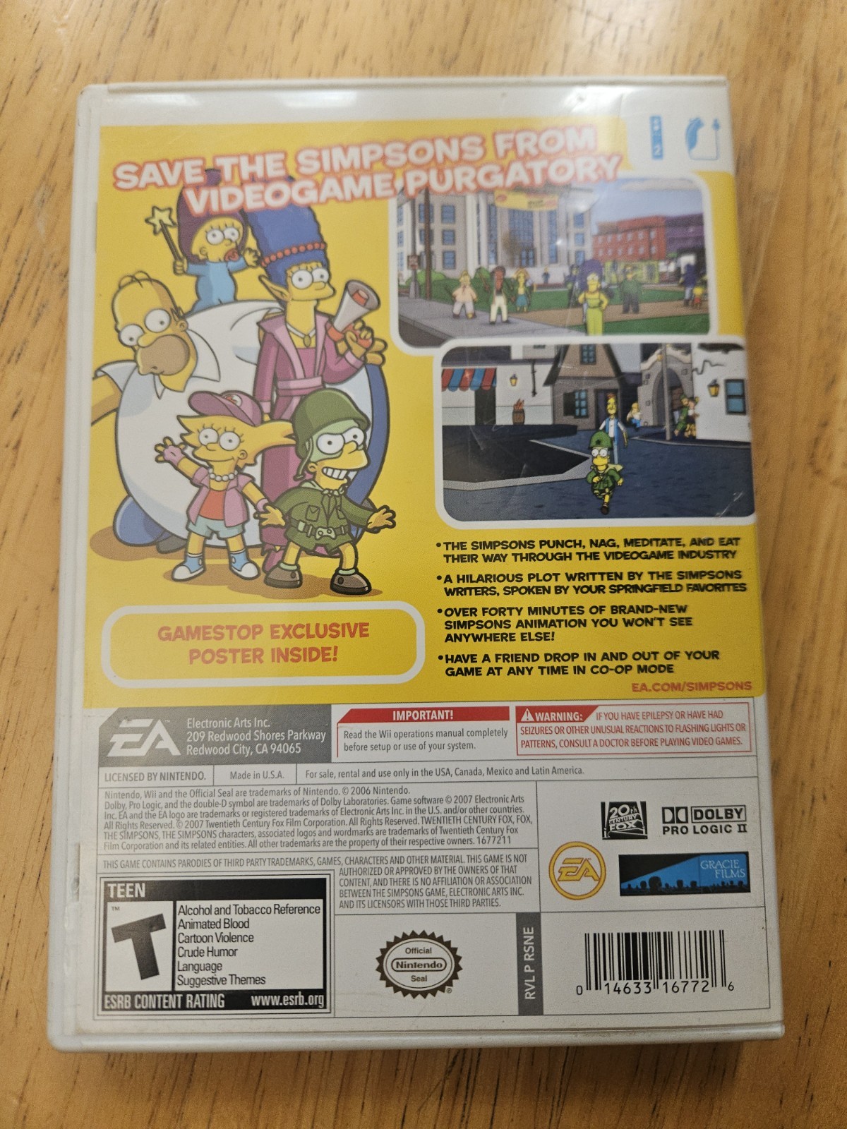 The Simpsons Game: (2007) Nintendo Wii – Complete In Box 🚨[WITH POSTER]🚨