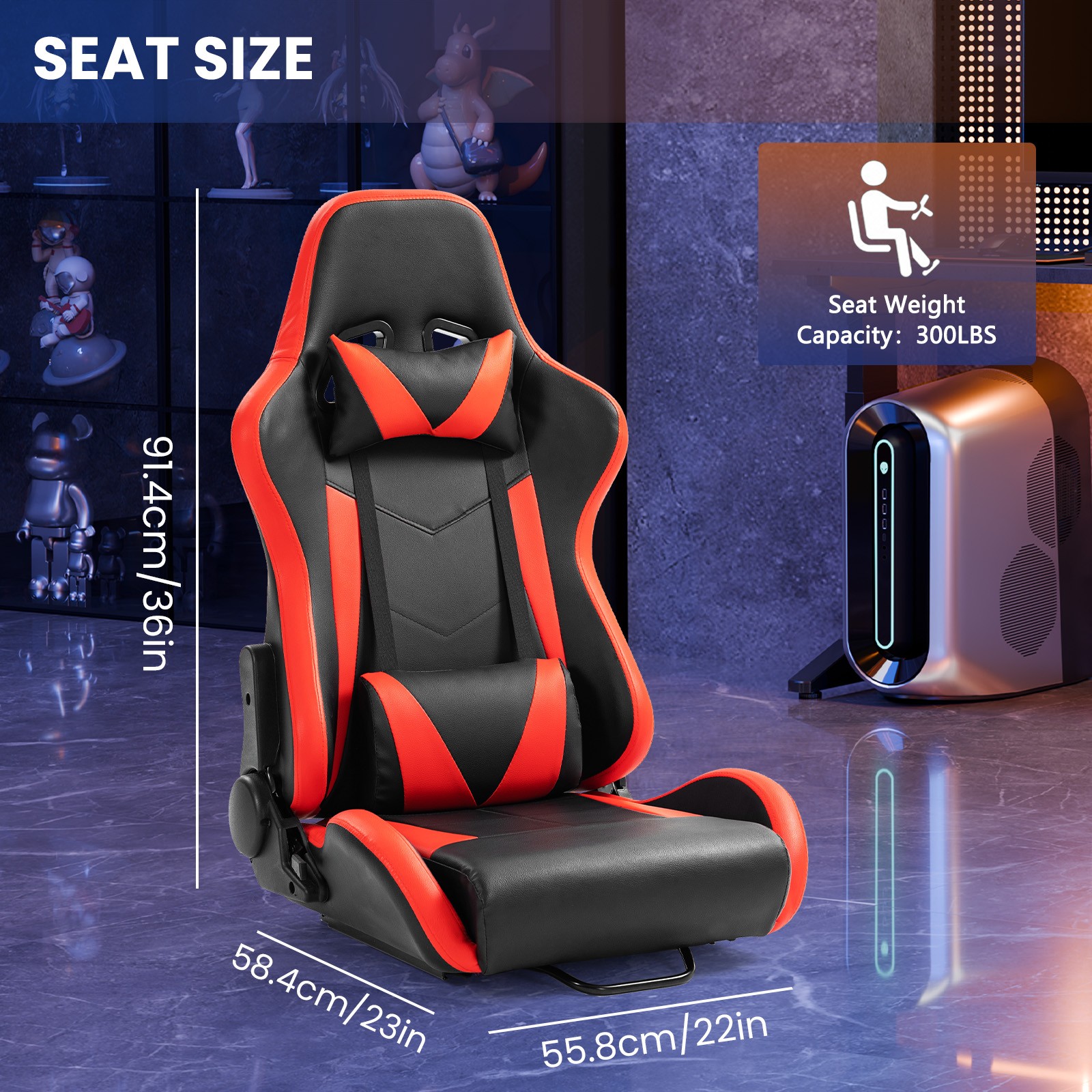 Minneer Racing Game Seat for Steering Wheel Stand Sim Cockpit Double Slide Track