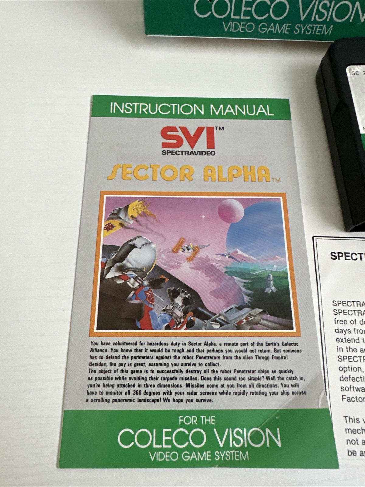 Sector Alpha Spectravideo Cartridge (Colecovision, 1983) CIB RARE 🔥
