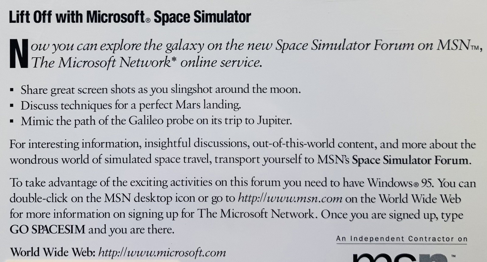 Vintage 1994 Microsoft Space Simulator MS-DOS Windows 95 CD-ROM PC CIB w/ Manual