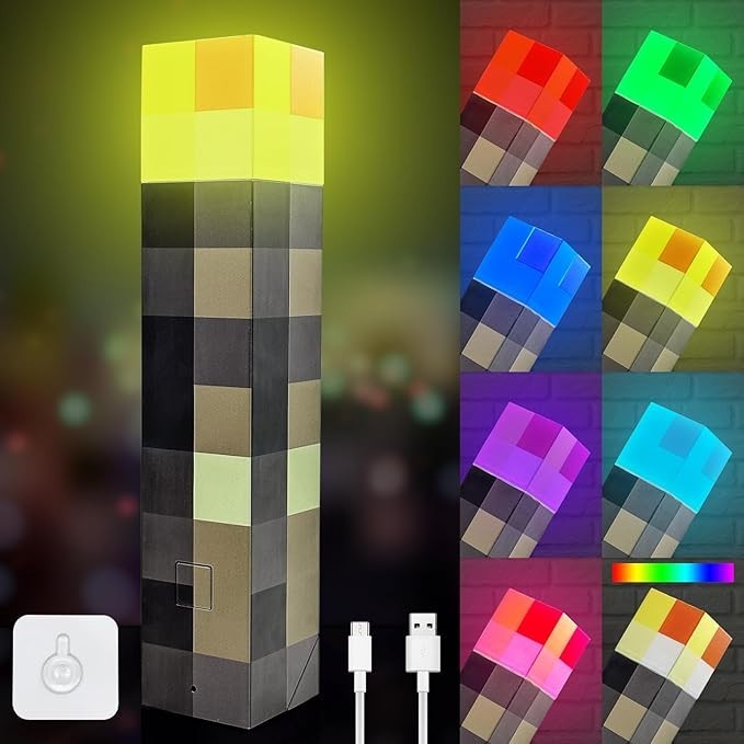 Buy 2 Get One Free 7-Color Minecraft Torch Rechargeable Portable Night LED Light