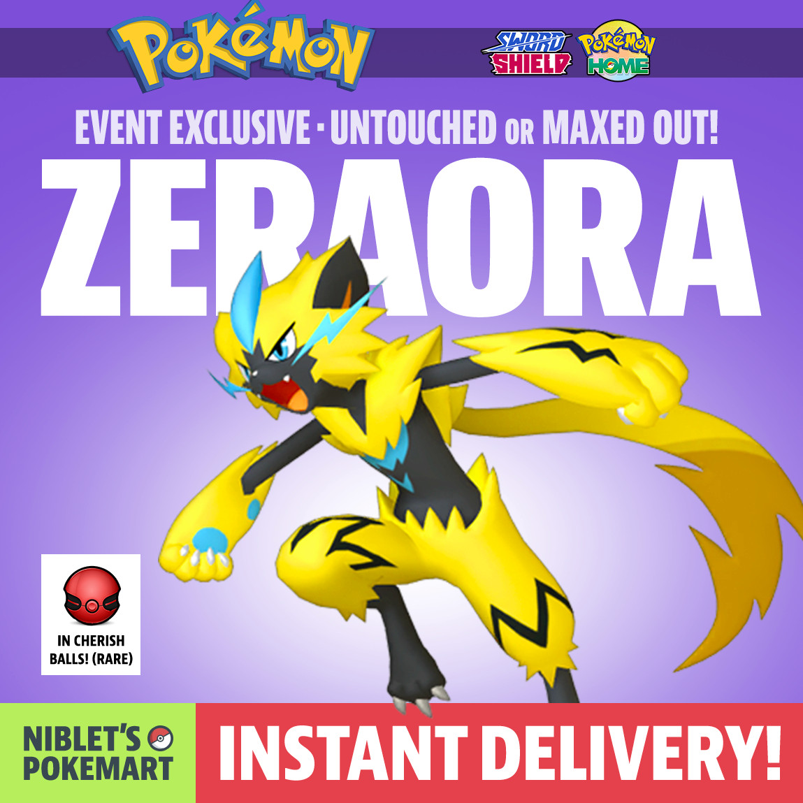 ZERAORA – Event Exclusive GameStop 2018 Rare Pokemon for Sword & Shield + Home!