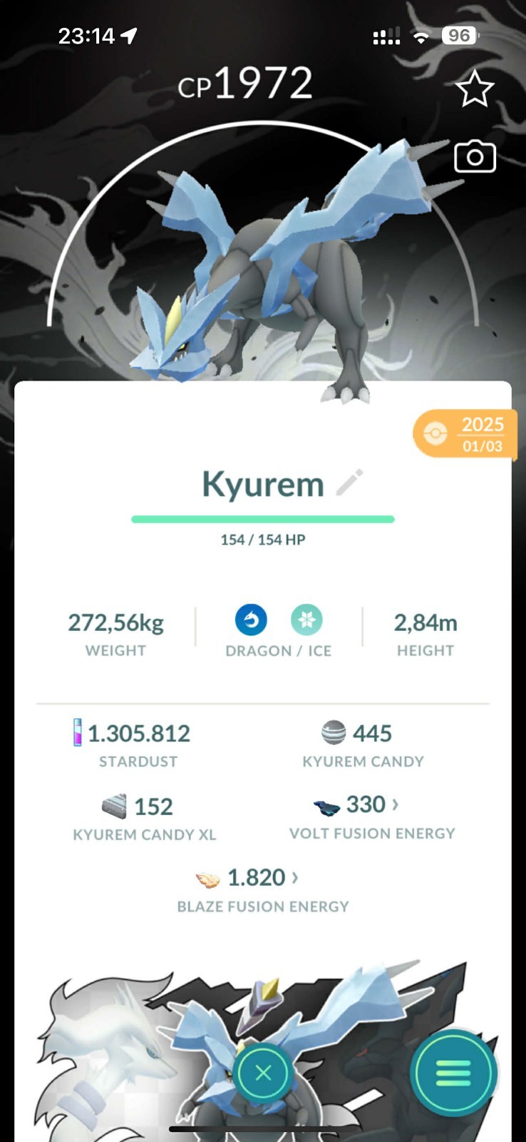 Pokemon G0 – combo 4 non shiny Background GoTour – reshiram – 2 kyurem – zekrom