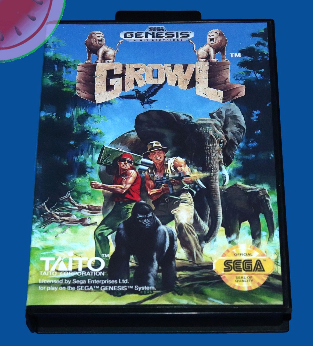 TESTED Sega GENESIS Game GROWL Beat Em Up with NEW Case, Manual, Taito Wave Ad