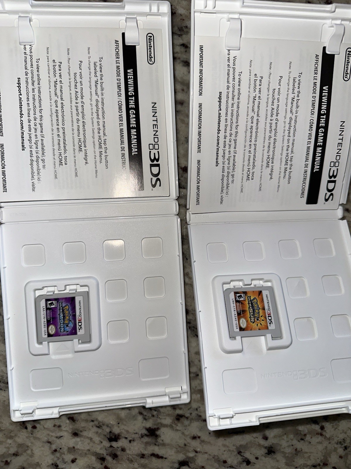 (2)Games Pokémon Ultra Sun + Ultra Moon (Nintendo 3DS) Authentic CIB Bundle Lot