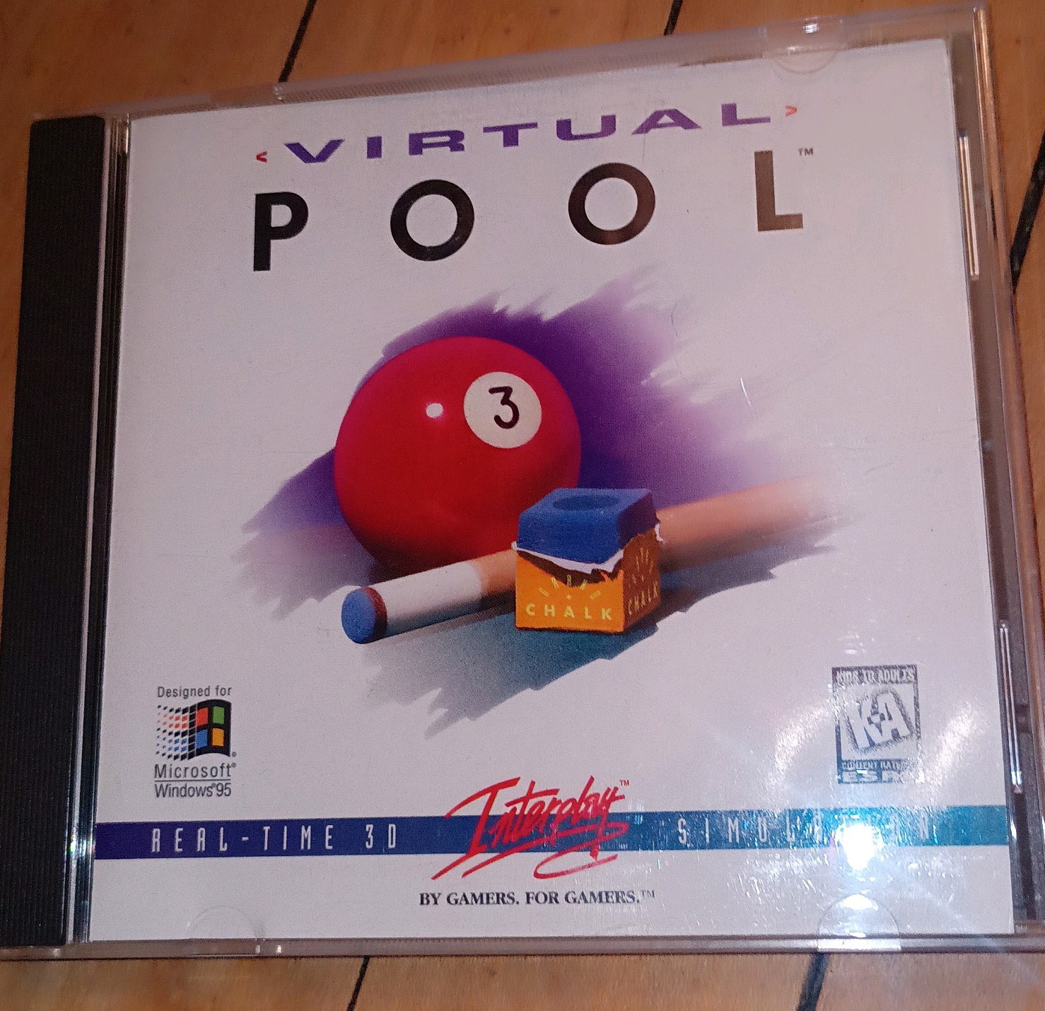 Virtual Pool PC CD-ROM Game Interplay Windows 95 Vintage 1995 Tested CIB
