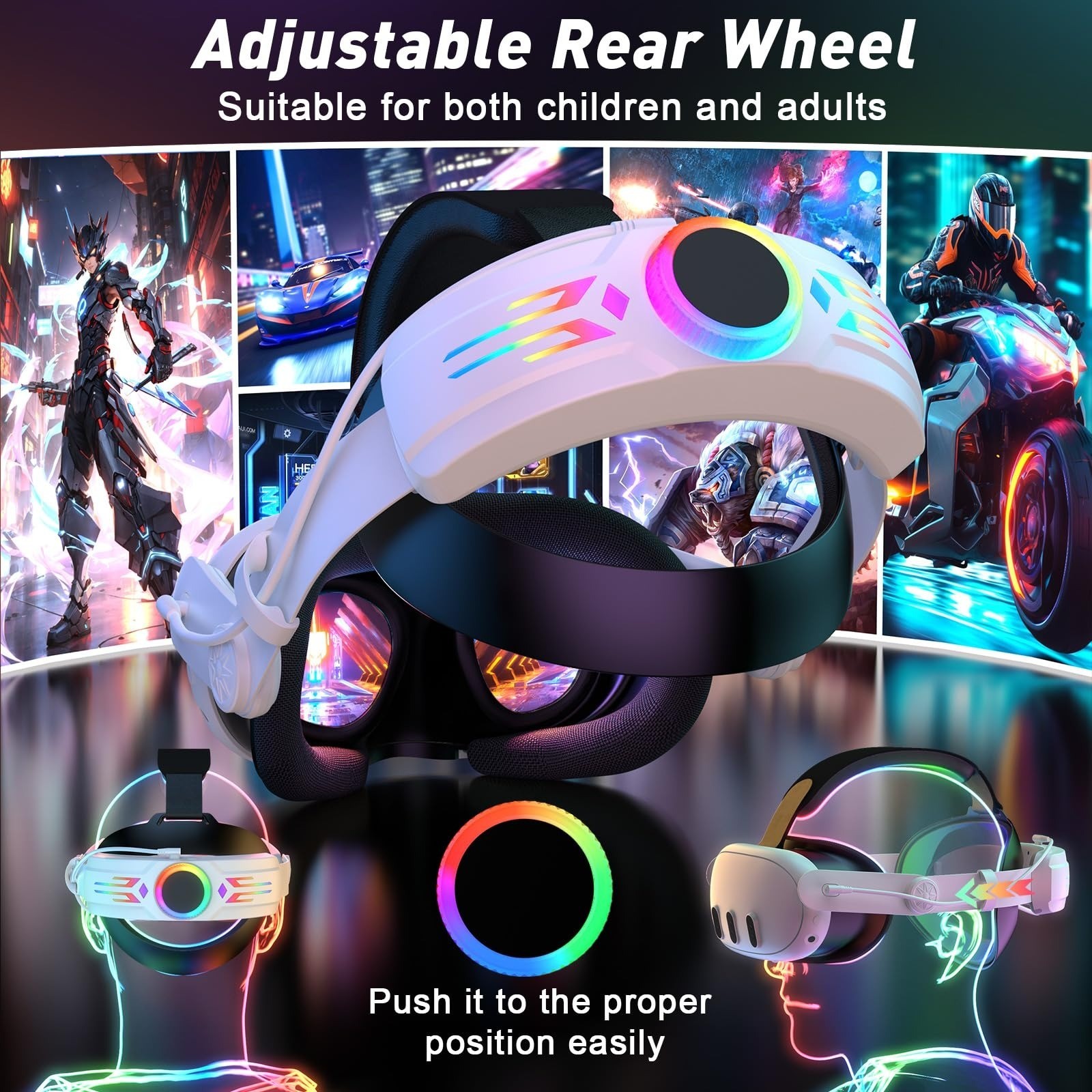 BROKELIT RGB Head Strap with 12000mAh Battery for Meta Quest 3