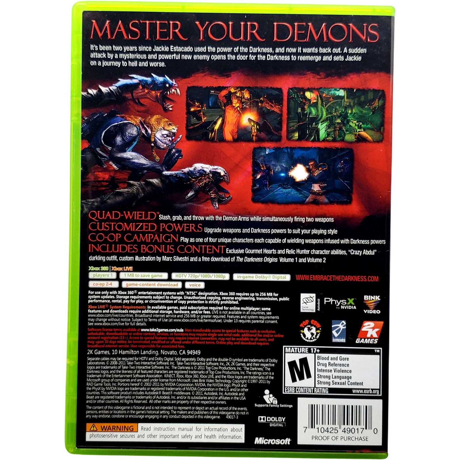 The Darkness II Limited Edition – Microsoft Xbox 360 Pristine Tested Authentic