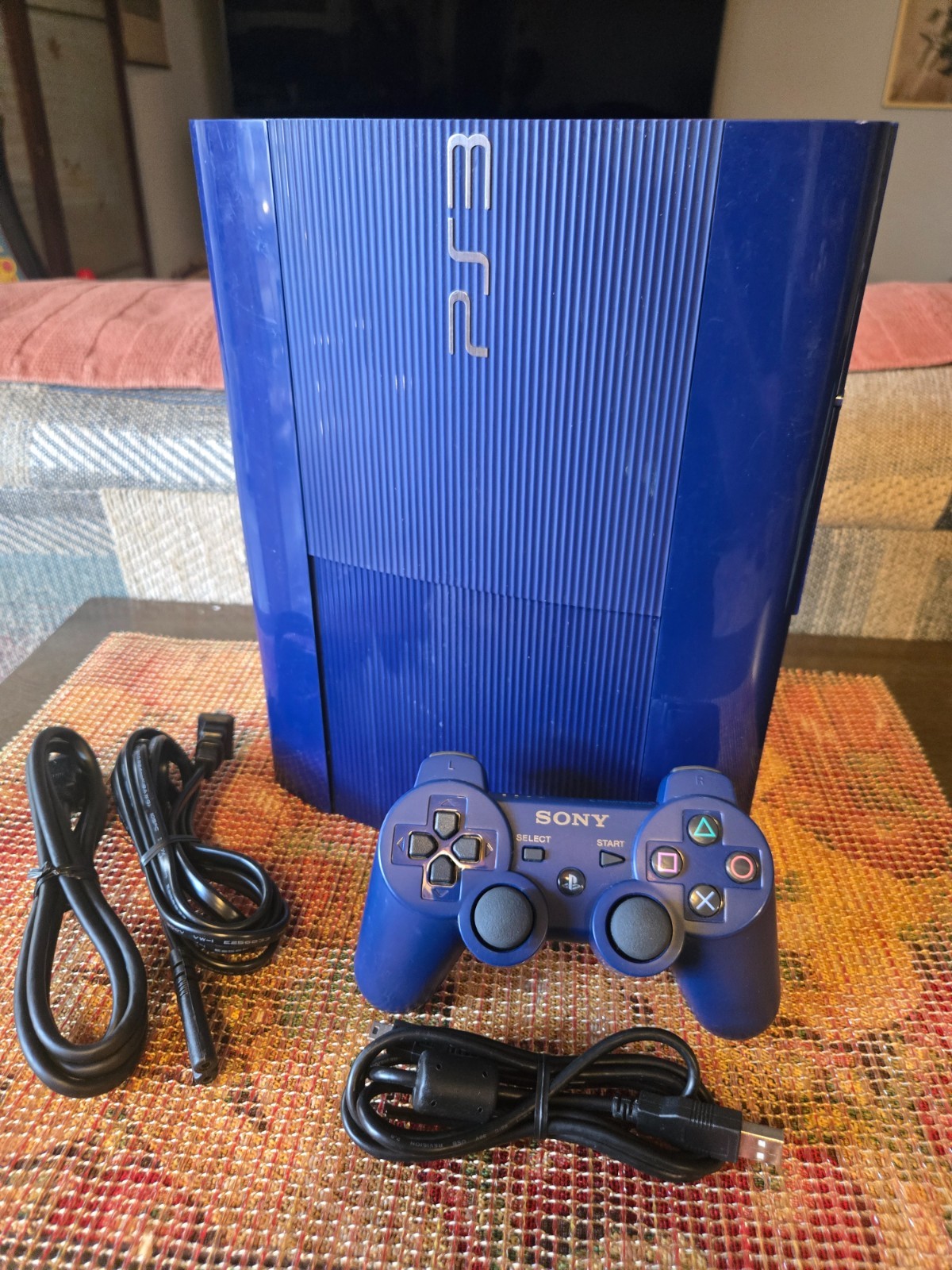 Sony PlayStation PS3 Super Slim 250GB Blue Console CECH-4201B W OEM Controller