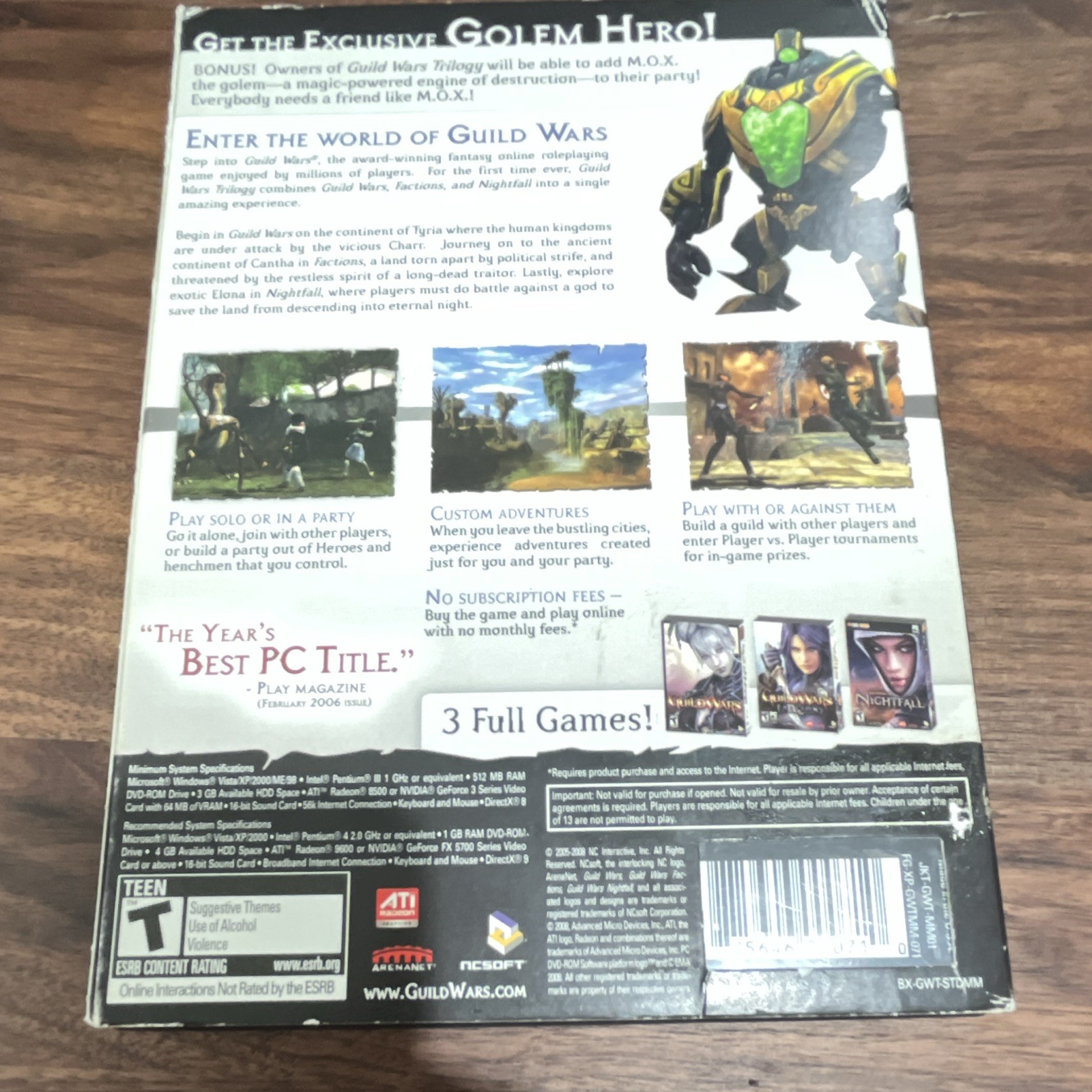 NCsoft Guild Wars Trilogy PC DVD-ROM T-Teen Manual Included 2006