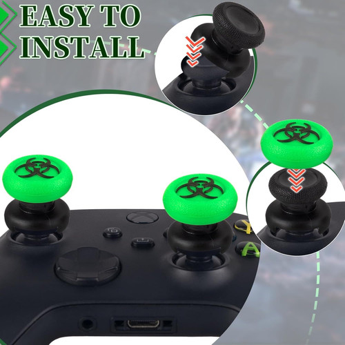 FPS Thumbstick Extender & 3D Texture Rubber Silicone Grip Cover 2 bio green
