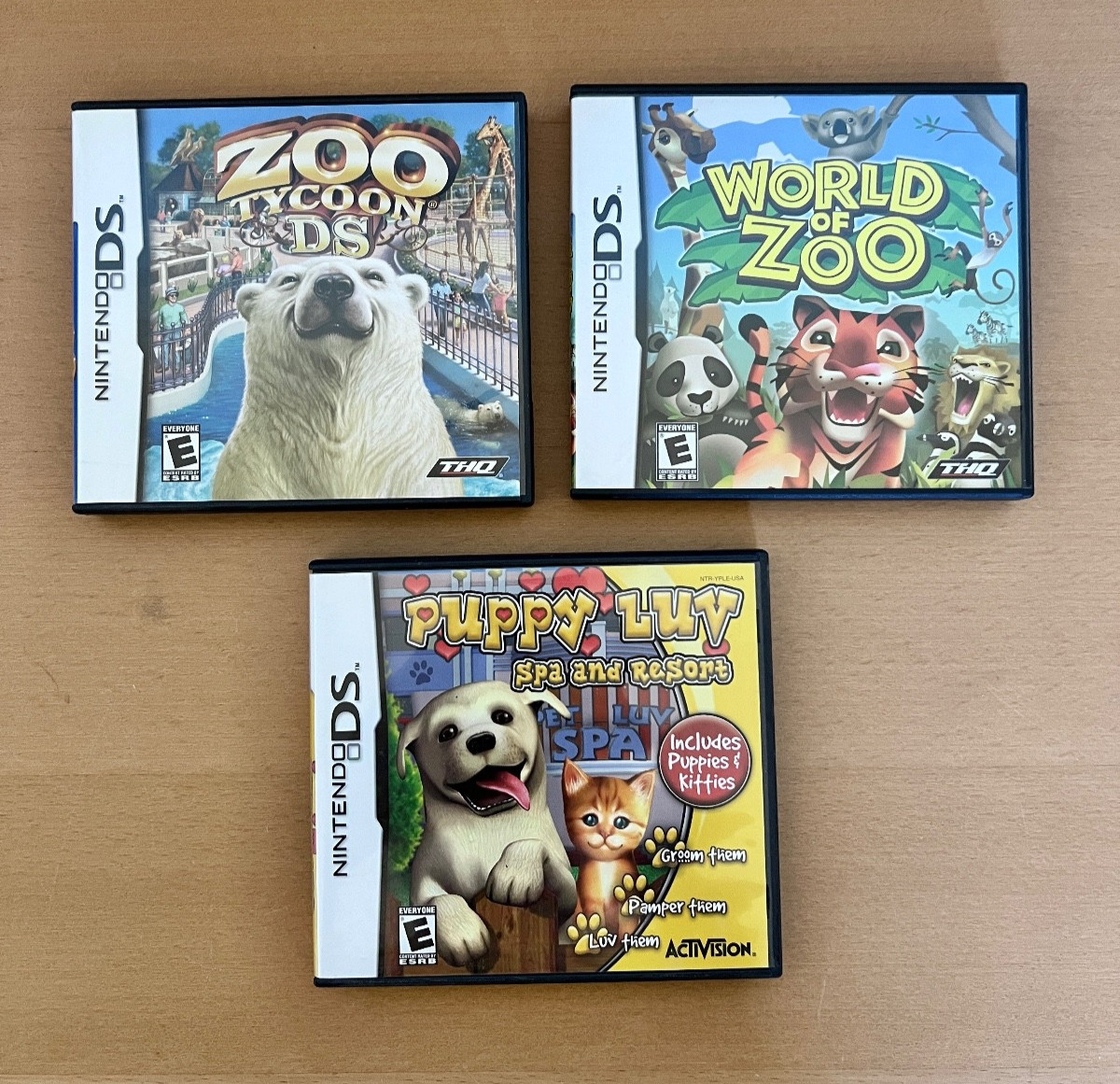 Lot of 3 Nintendo DS Virtual Pet Games World of Zoo Tycoon Puppy Luv Spa Resort