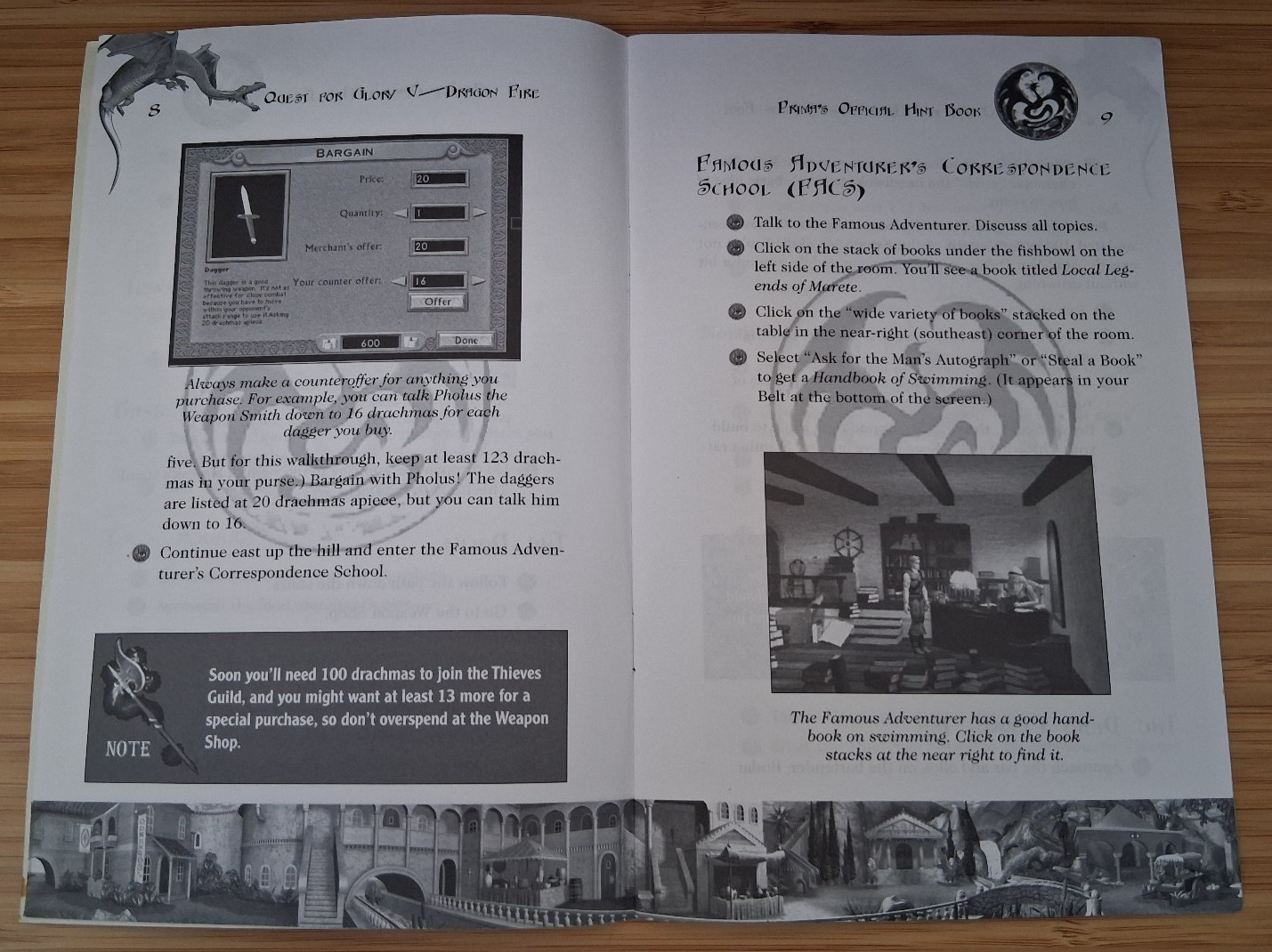 Quest for Glory V: Dragon Fire (Sierra, 1998) – Manual, Card, Hint Book NO GAME