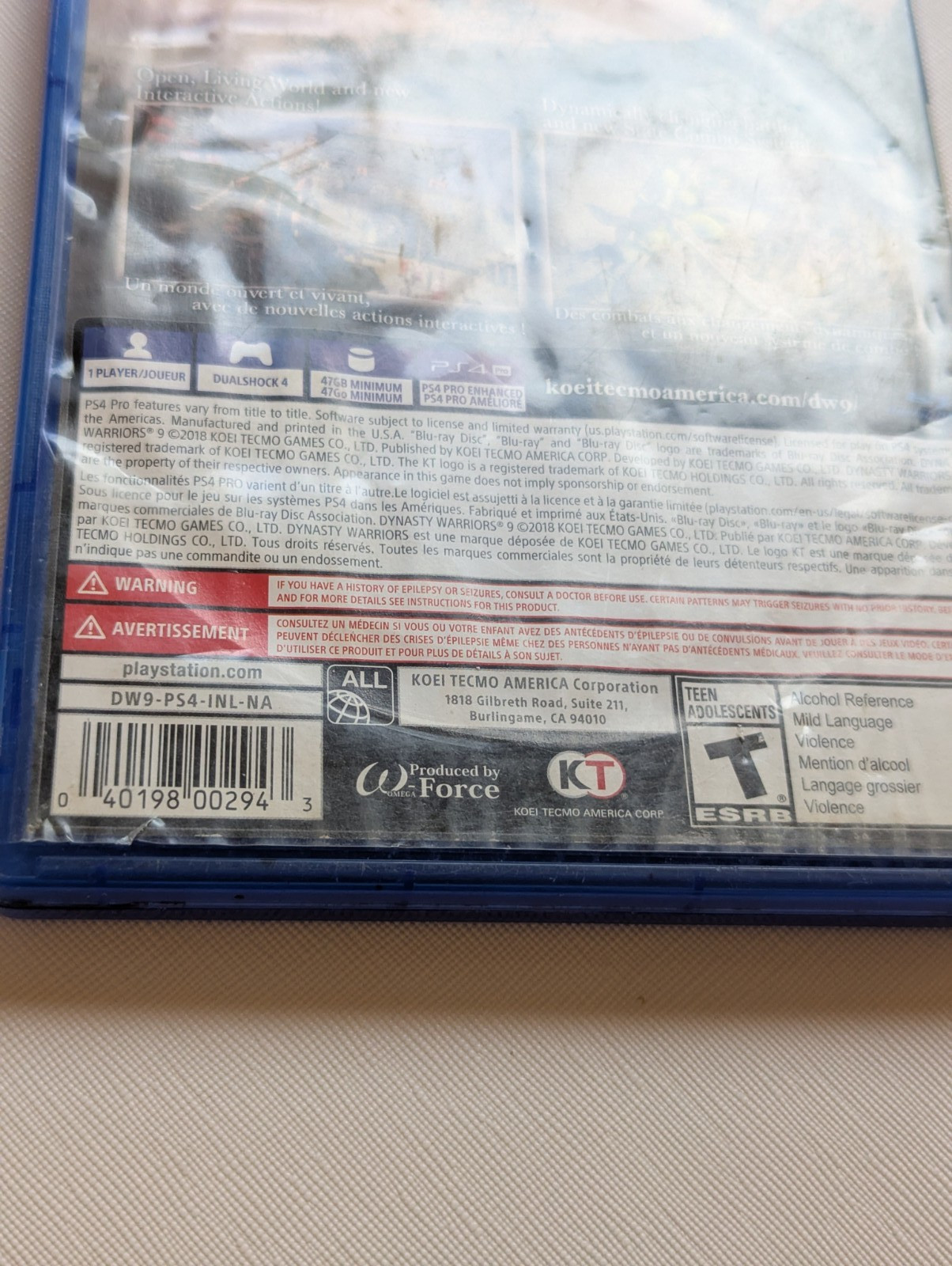 Dynasty Warriors 9 (Sony PlayStation 4 PS4, 2018) Damaged Artwork – Tested