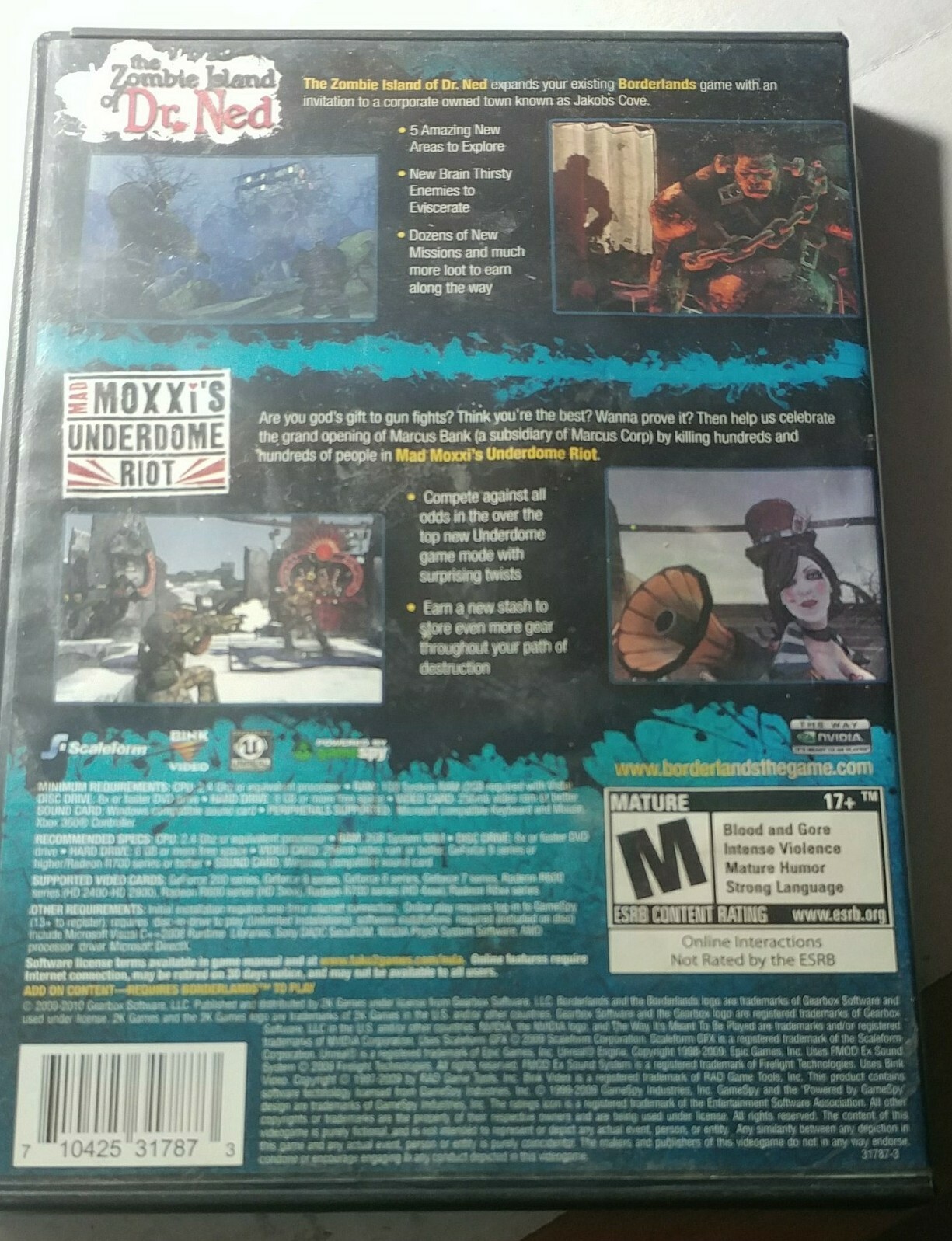 Borderlands Double Game Add-On Pack: Zombie Island/Mad Moxxi-PC DVD ROM-Rated M
