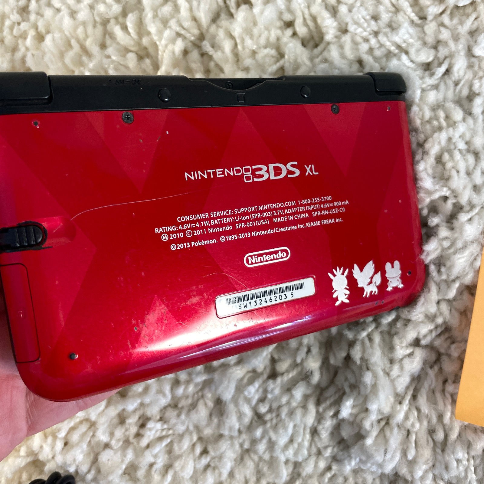 Nintendo 3DS XL Pokémon X and Y Red Version Handheld Console SPR-001 Tested