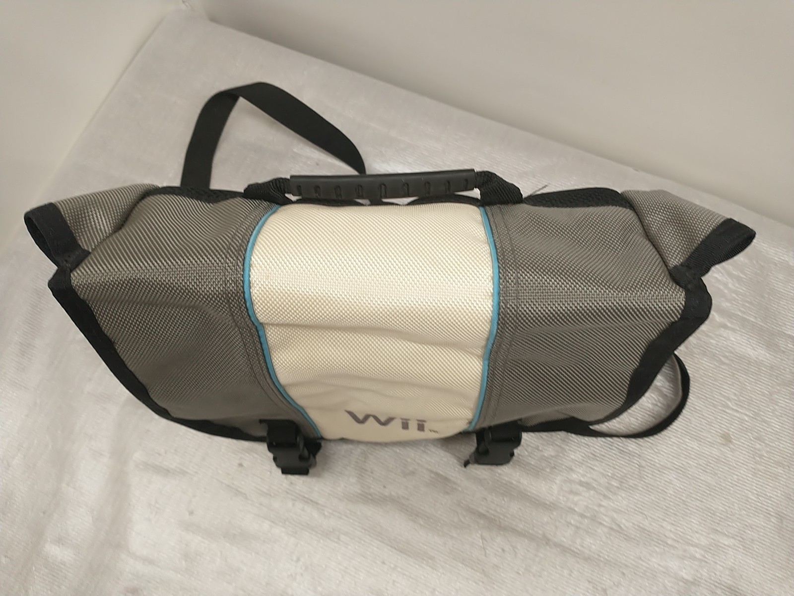 Nintendo Wii Console Travel Messenger Bag Black Grey Blue Shoulder Carrying Case