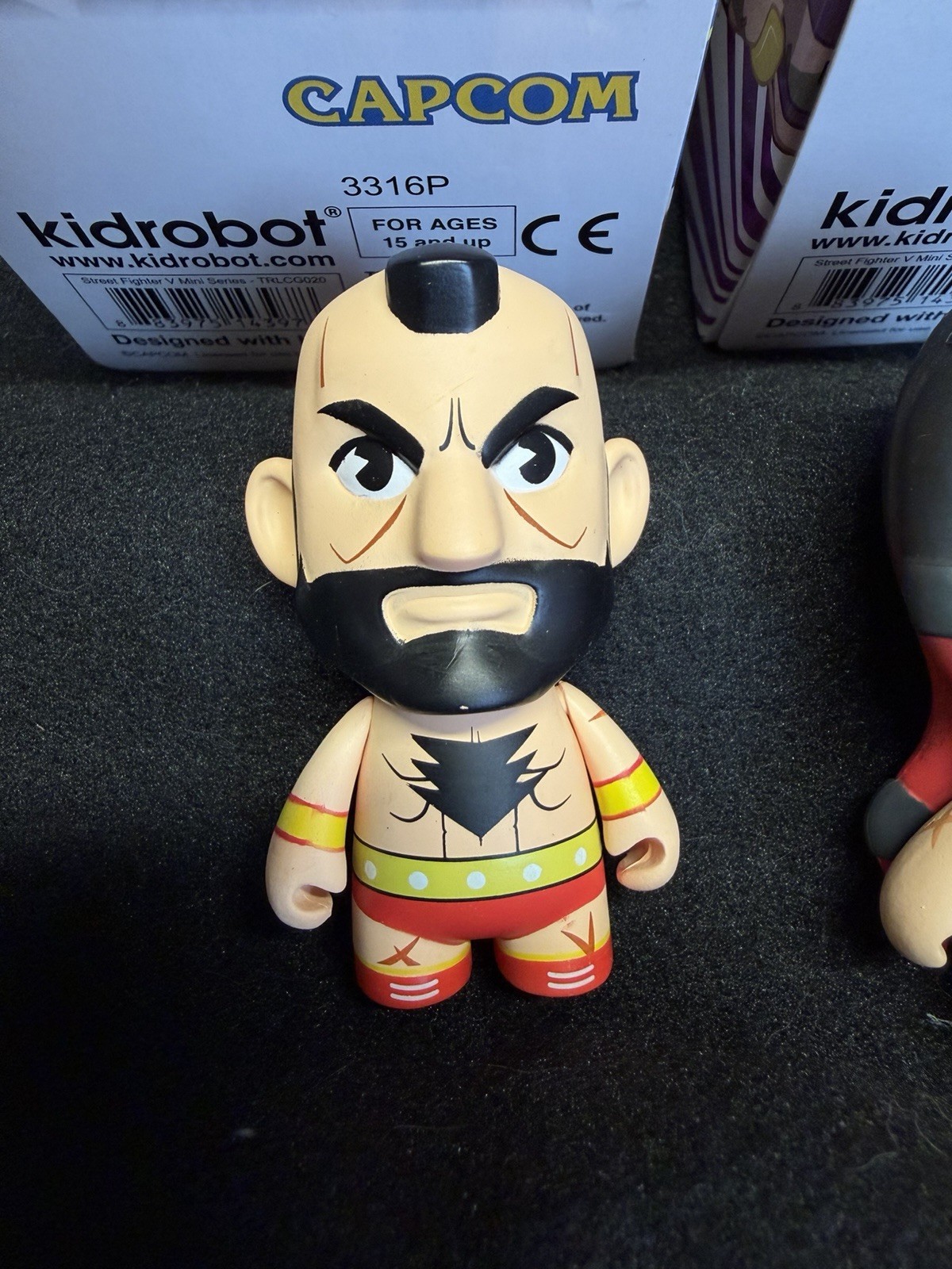 Lot of 2 Kidrobot Street Fighter V Capcom vinyl mini figures Necalli & Zangief