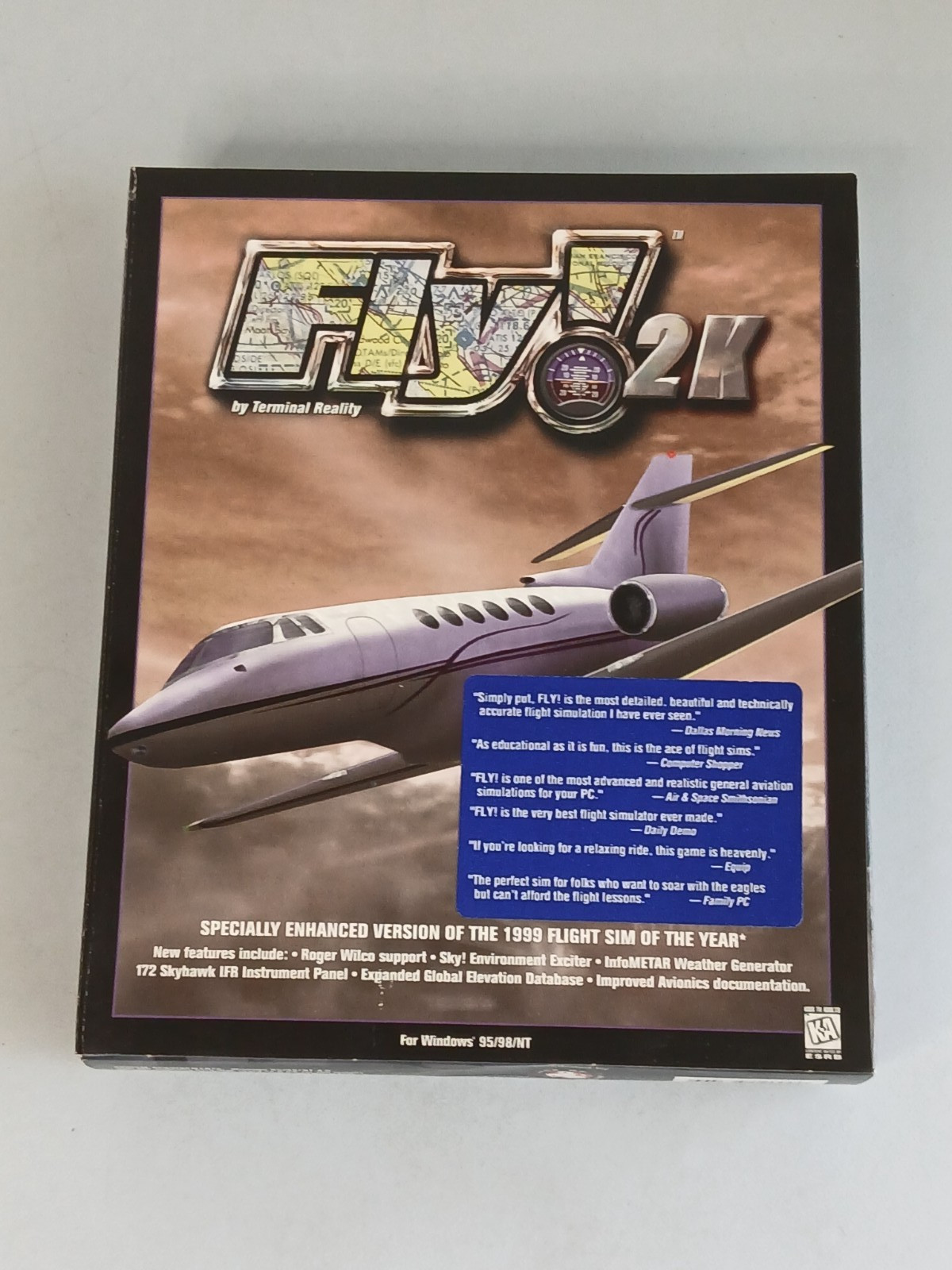 FLY!2K Terminal Reality 2000 Flight Simulation PC Game CD-ROM ~ Sealed Big Box