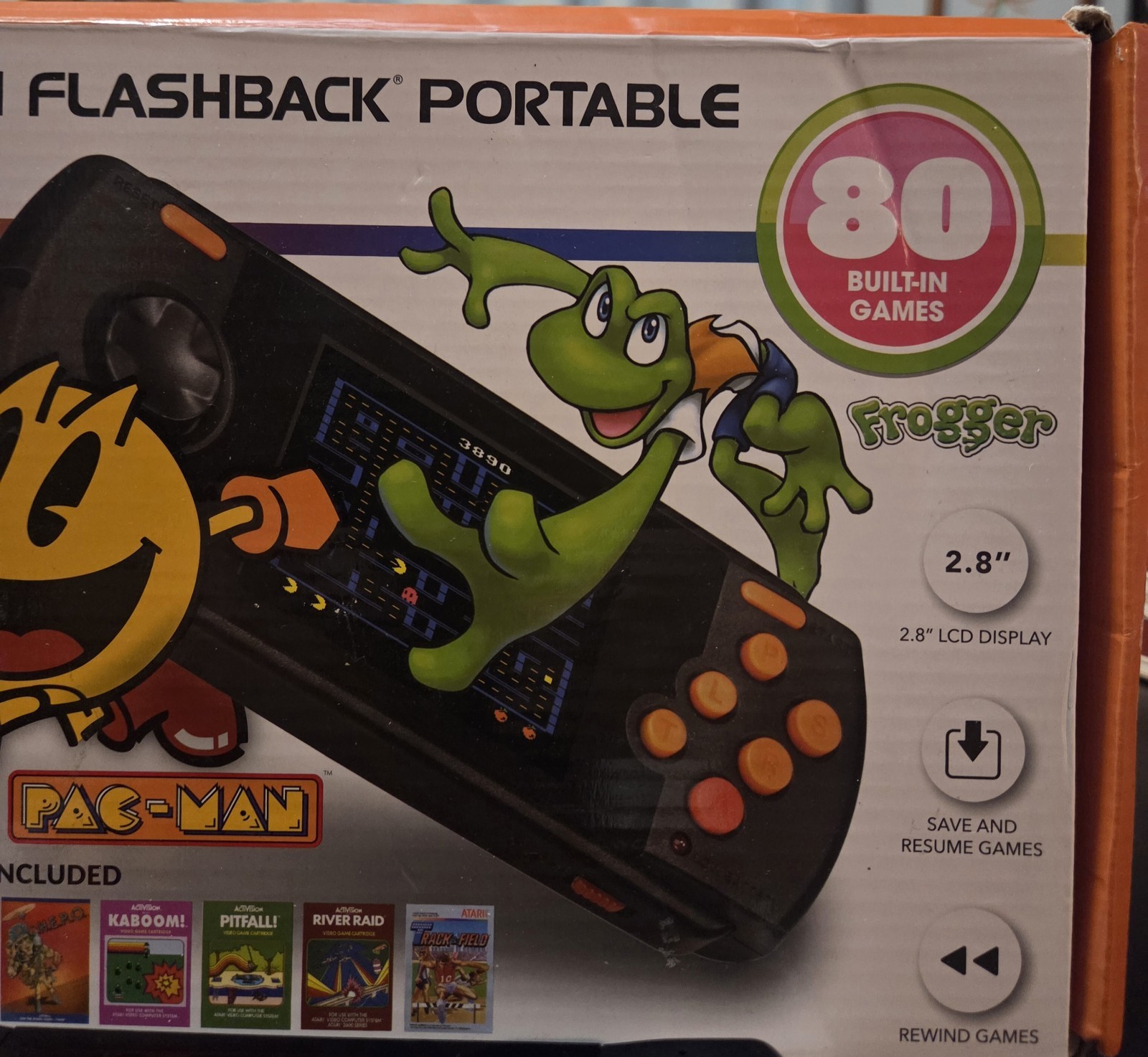🔥2018 AtGAMES ATARI FLASHBACK PORTABLE (#AP3280) W/ 80 BUILT-IN GAMES *TESTED*