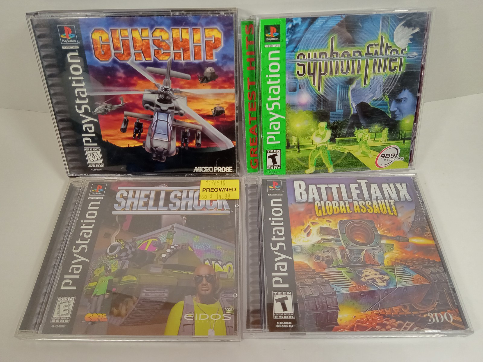 PS1 Lot CIB (Gunship, Shellshock, BattleTanx, Siphon Filter)