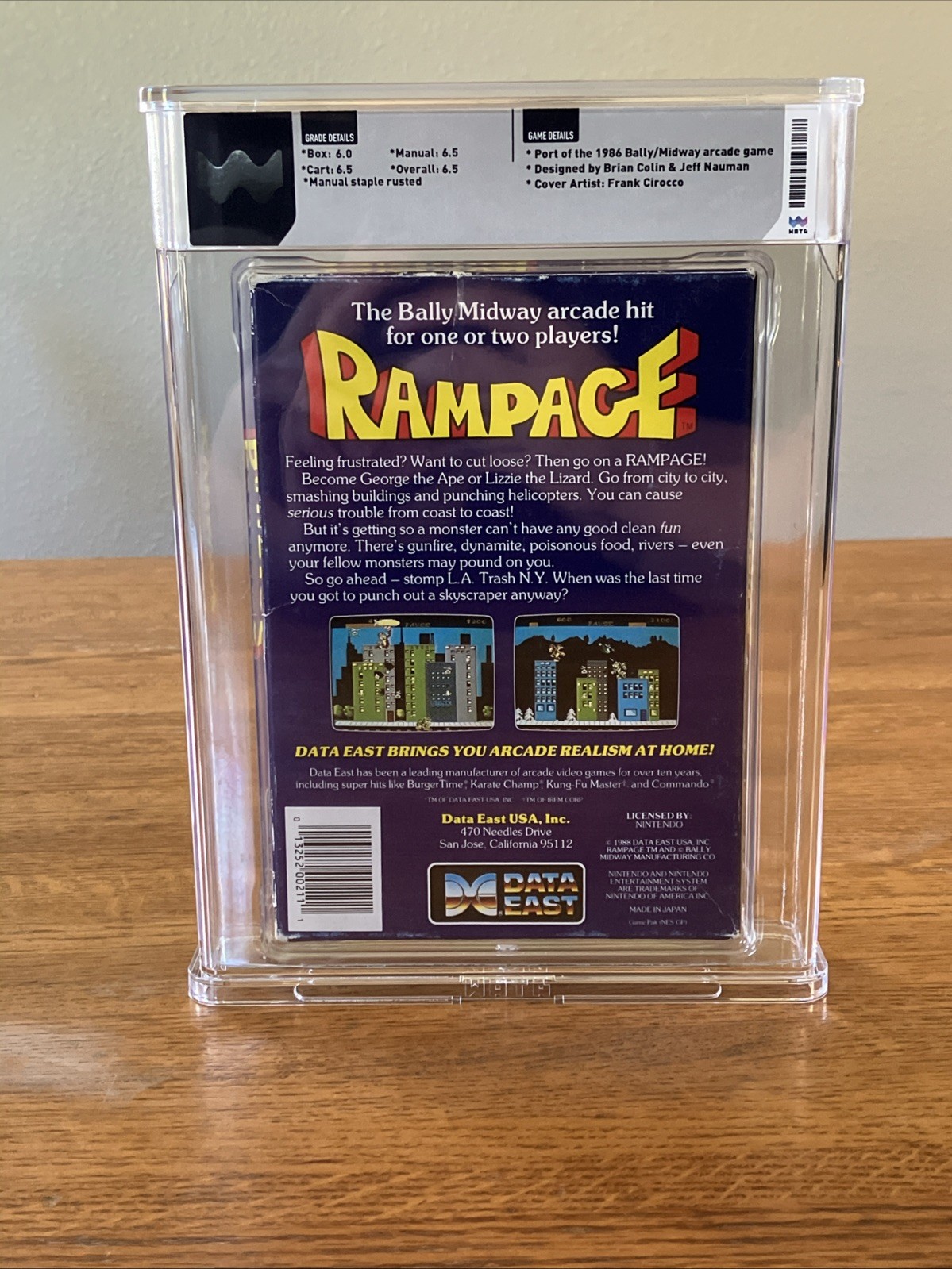 Rampage Nintendo NES 1988 Complete in Box CIB Graded 6.5 WATA Grading Video Game