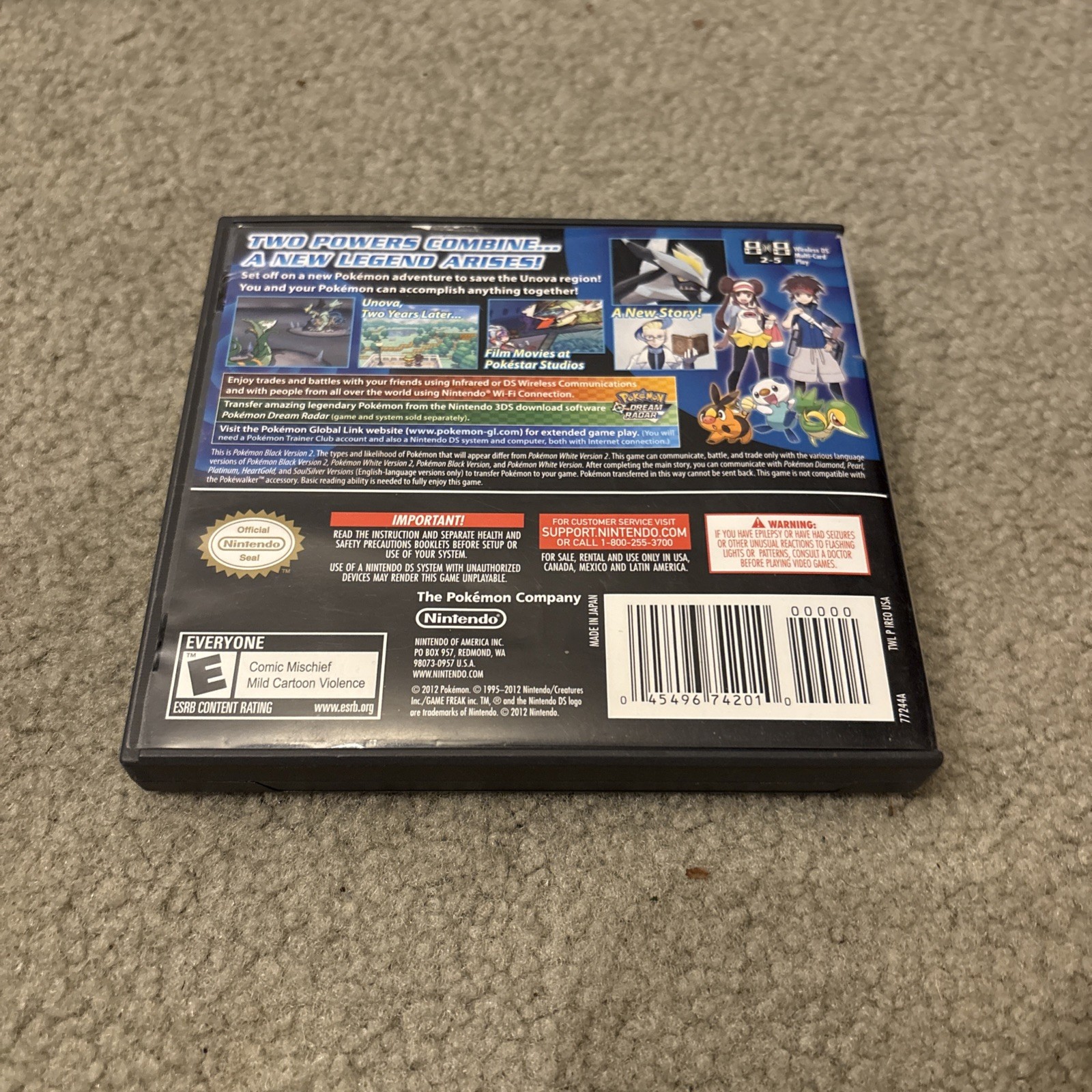 Pokémon Black Version 2 (Nintendo DS, 2012) Case+game No Manual. Tested