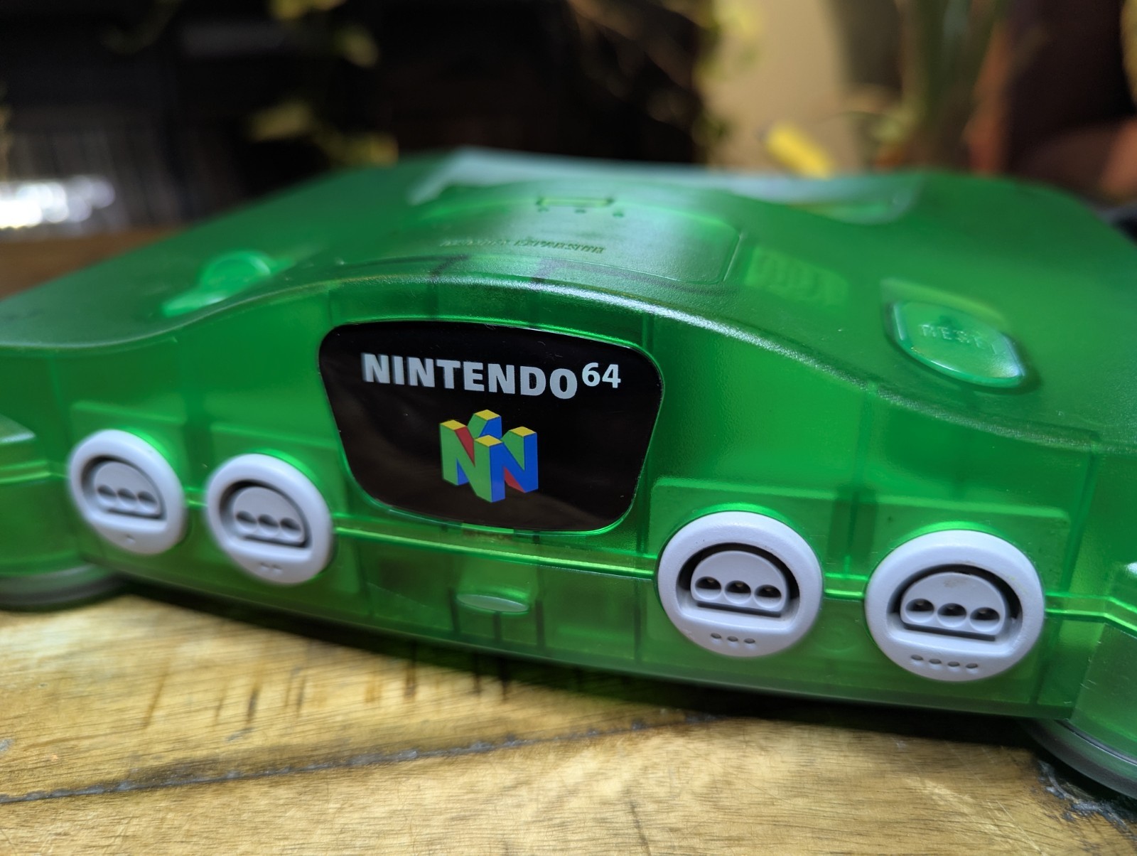 Nintendo 64 Jungle Green Console with Cables. Tested, Clean and Working. NUS-001