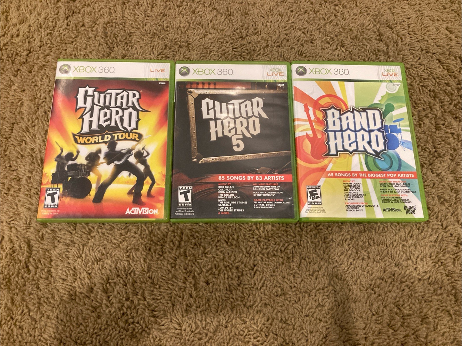 Xbox 360 S Console 4GB + Guitar Hero bundle + Guitar + Games. Tested!!