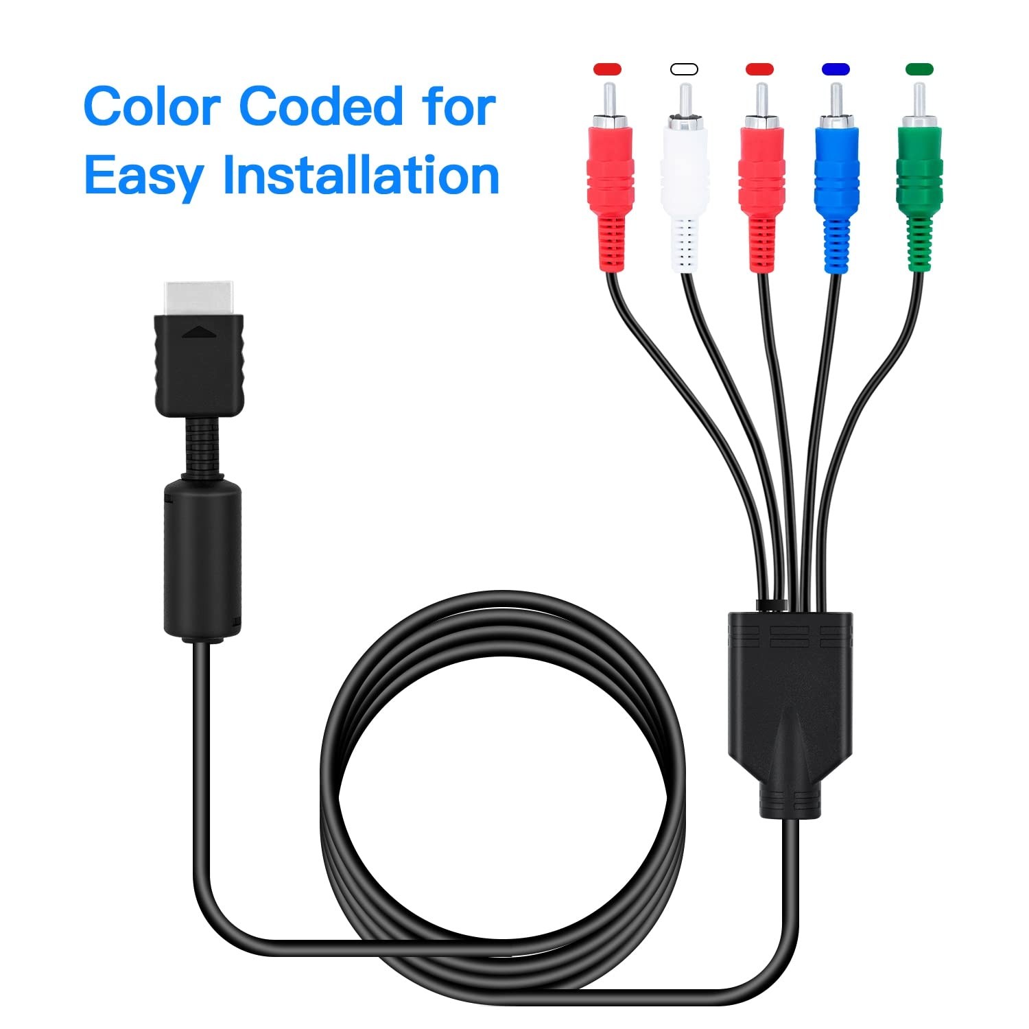 Ps3 Ps2 Component Av Cable 1.8M High Definition Video Connection Black