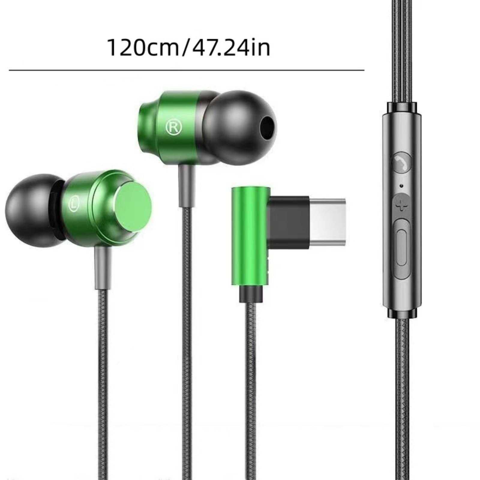 Type C Headphones In Ear Wired USB C Earphones w Microphone for iPad Pro/Samsung