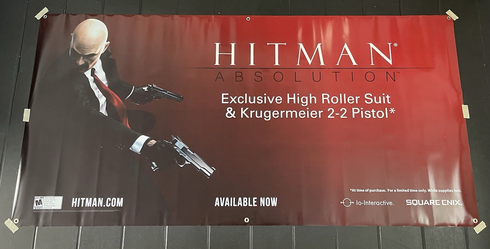Hitman Promo Display Vinyl Grommet Banner LARGE 3’x6’ Store Display – RARE!