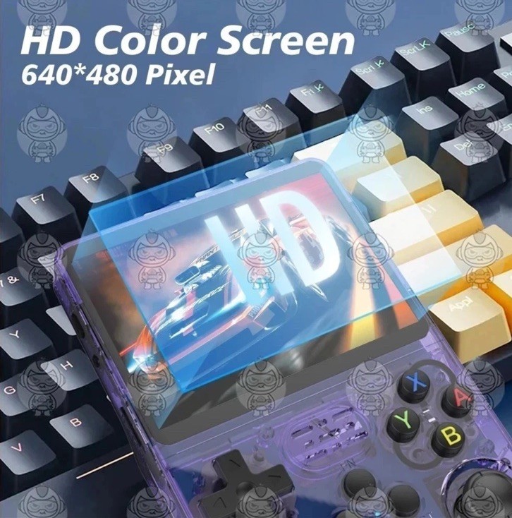 R36S Purple Handheld Game Console HD Color Screen 640×480 Double Joystick 64gb