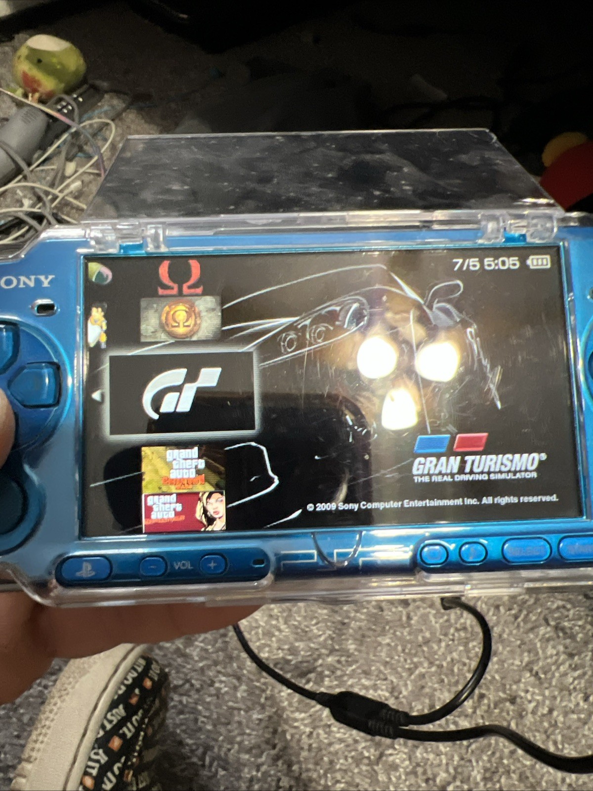 Sony PSP-3000 Blue Console Bundle 64GB with Charger, Case also Custom.