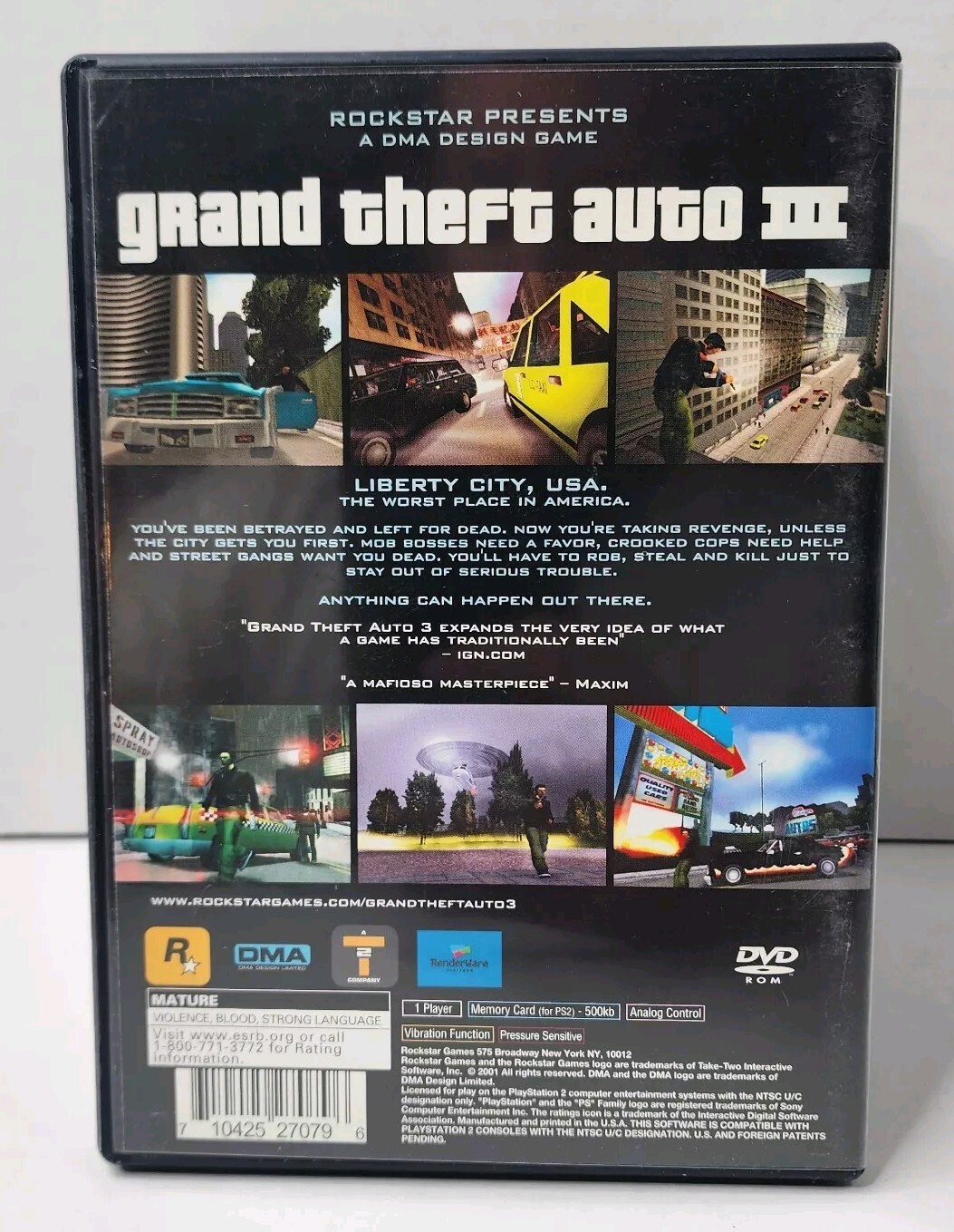 Grand Theft Auto III (Sony PlayStation 2, PS2 2003) w/ Manual & Map Included