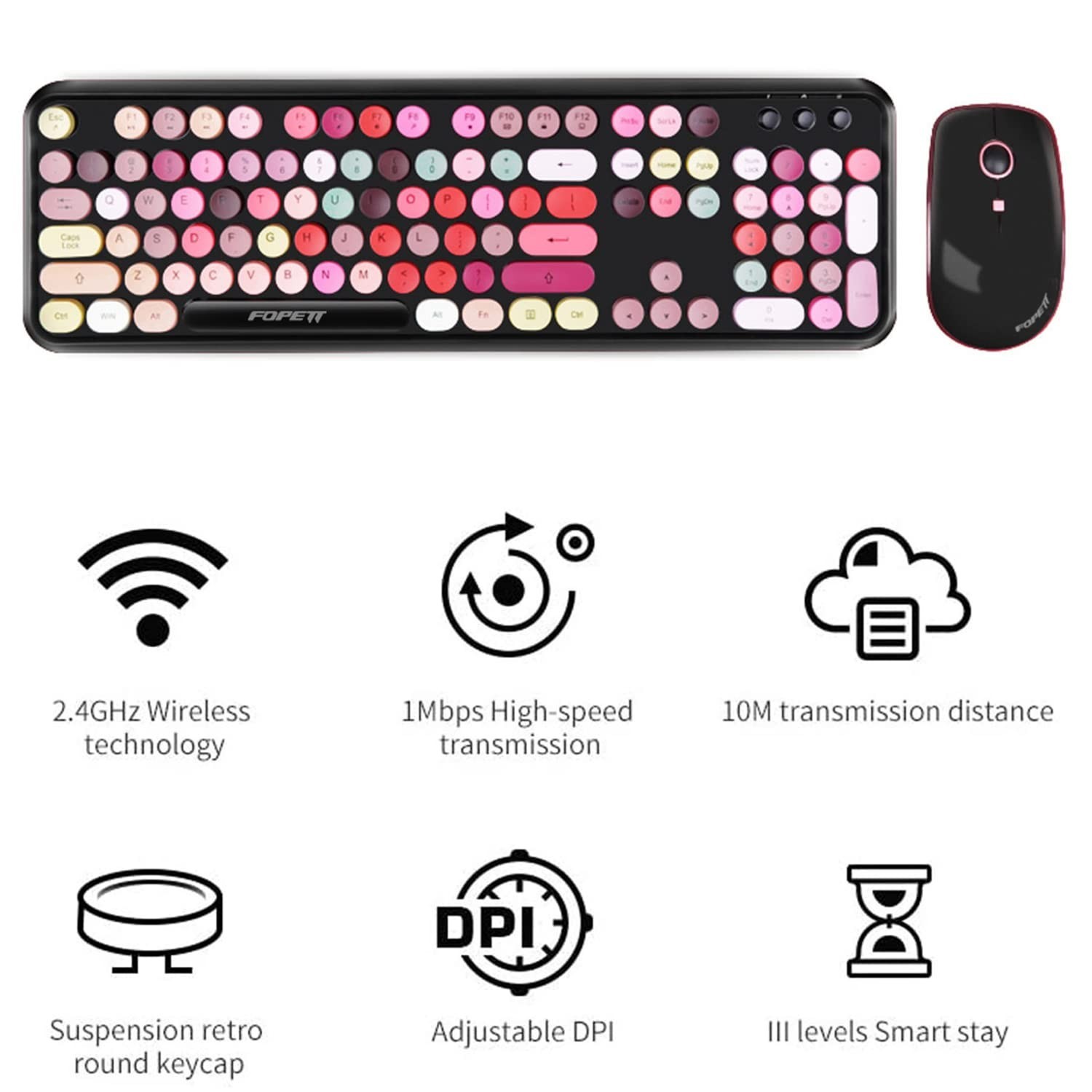 Wireless Keyboard and Mouse Combo, 2.4 GHz Full-Sized Typewriter Keyboard and…