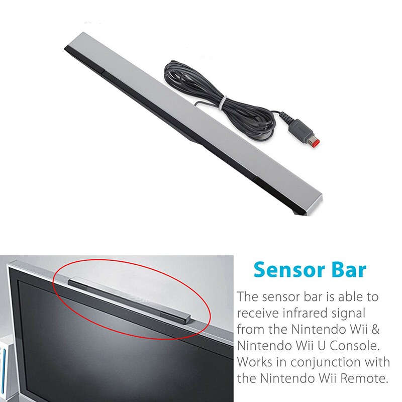 SENSOR BAR FOR NINTENDO WII & WII U WITH STAND WIRED INFRARED RECEIVER – NEW