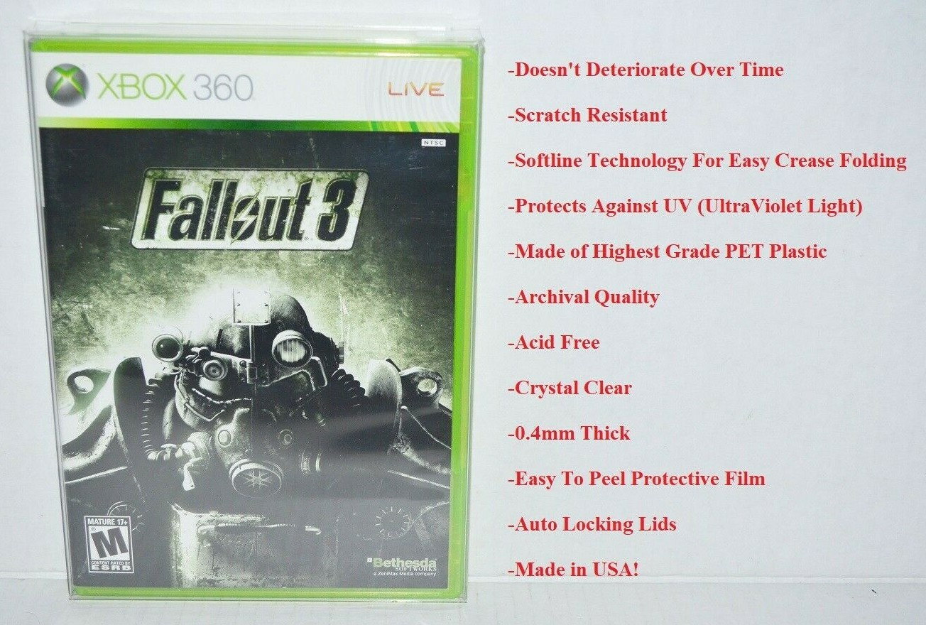 50 Game Clear Plastic Protective Cases Sleeves Display For Microsoft Xbox 360