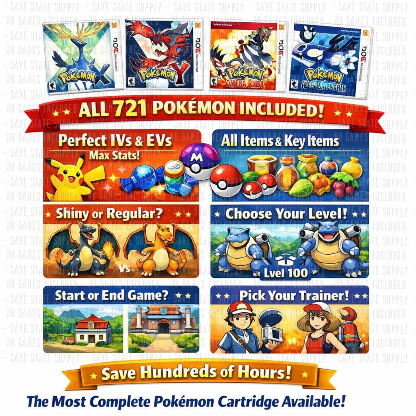 Pokemon Omega Ruby, Alpha Sapphire, Sun, Moon, X, Y, All Items, 721 Unlocked PKM